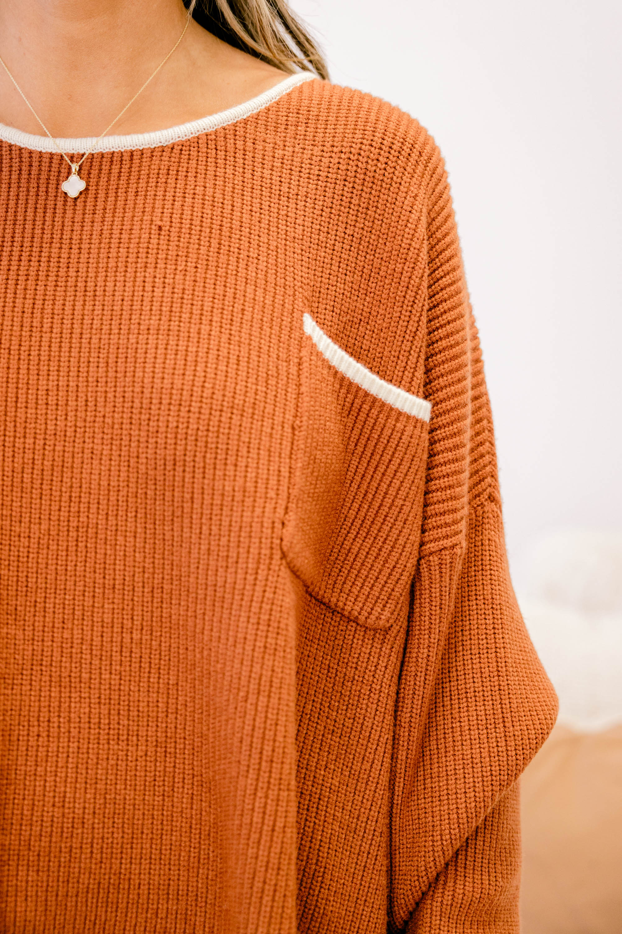 Can't Keep Going Sweater, Rust-Cream - Giverhouse