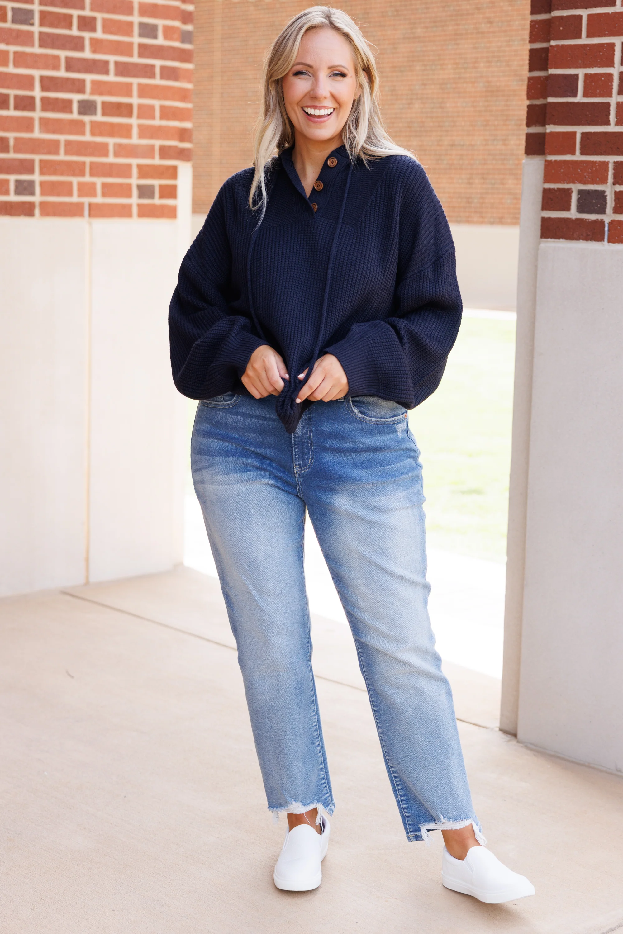 Warm And Happy Hoodie, Dark Navy - Giverhouse