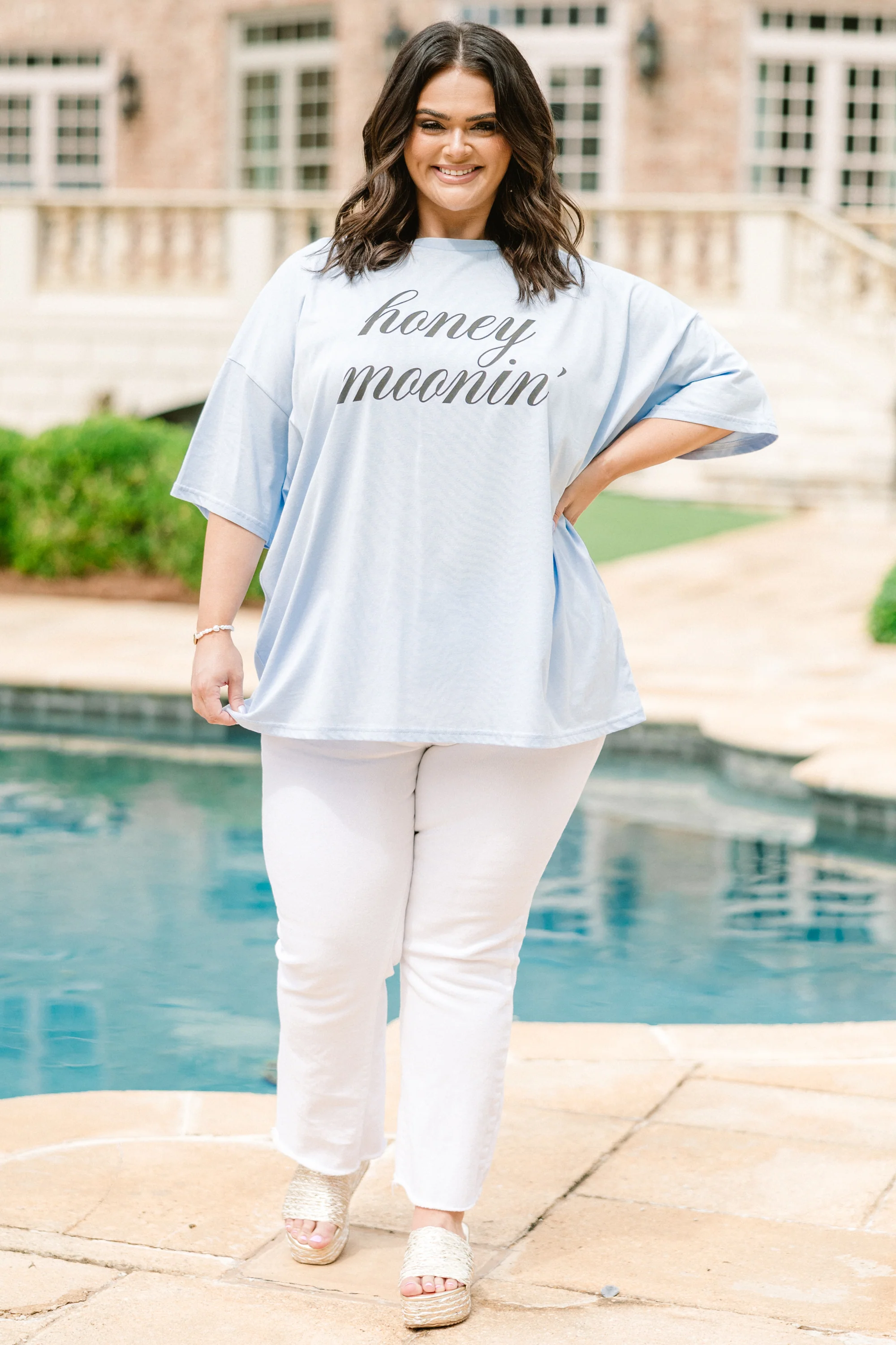 Honey Moonin' Boyfriend Tee, Ash Blue - Giverhouse