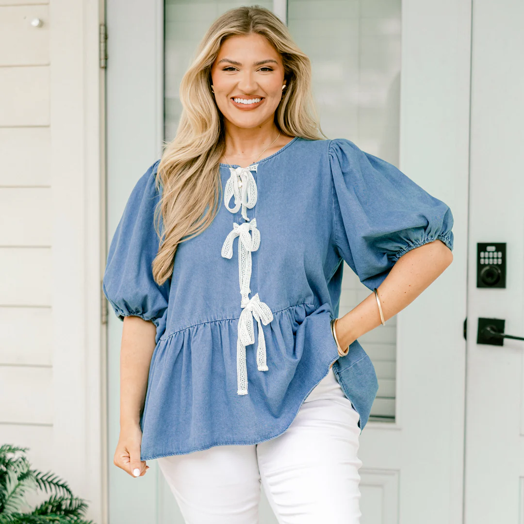 Take It Easy Now Top, Chambray - Giverhouse