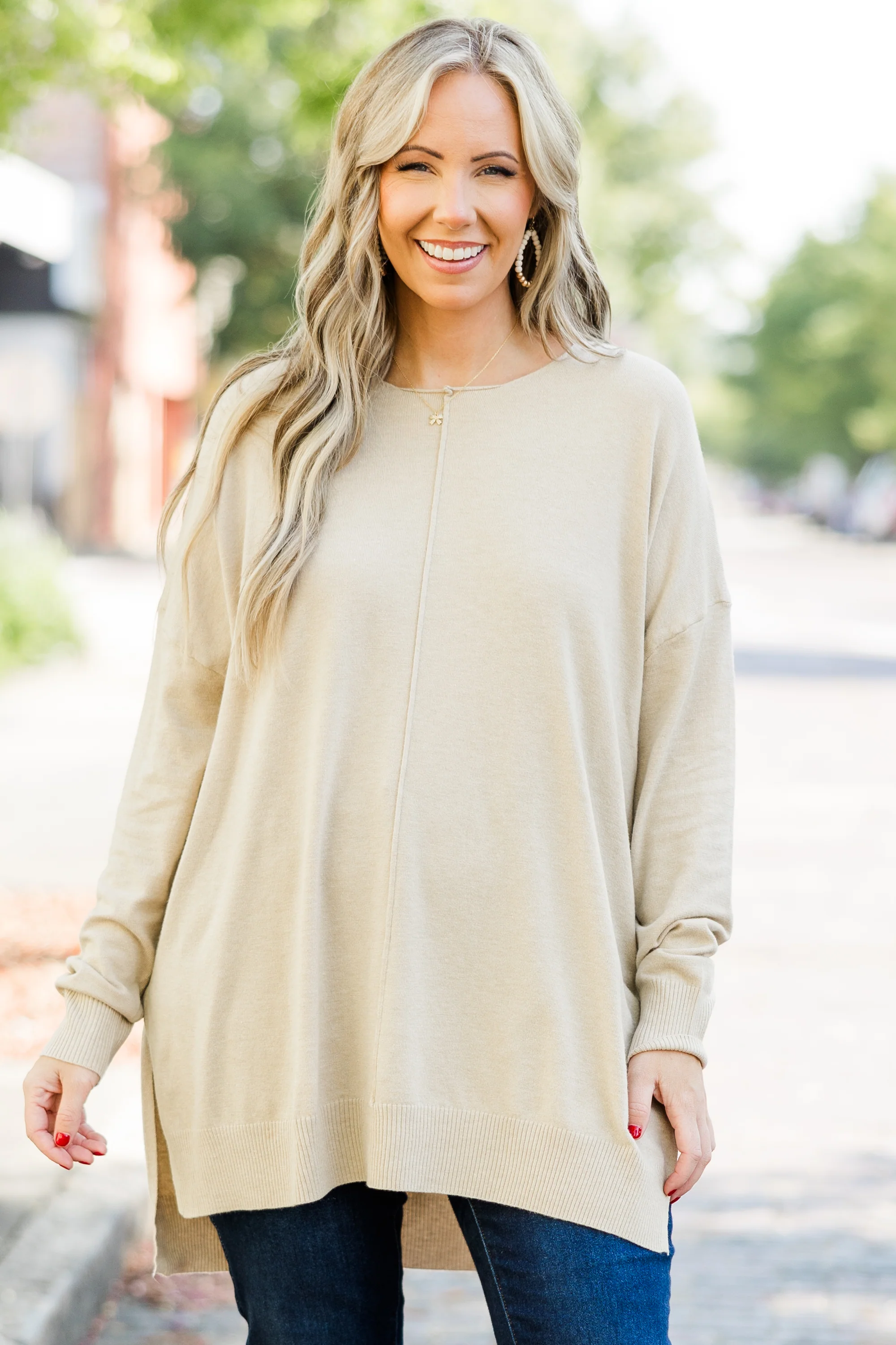 Miss Who You Were Sweater, Heather Beige - Giverhouse