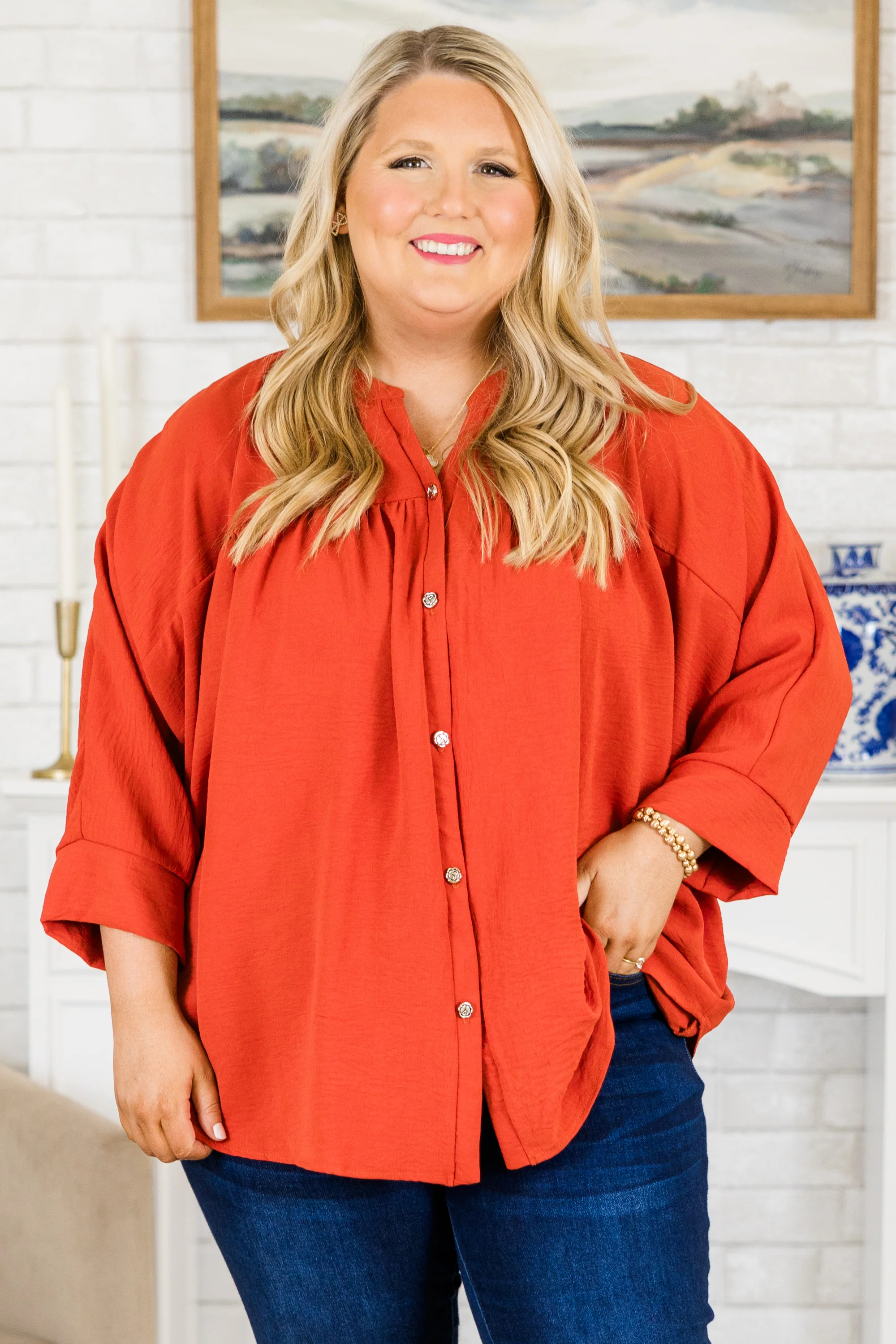 Fond Reflections Top, Orange - Giverhouse