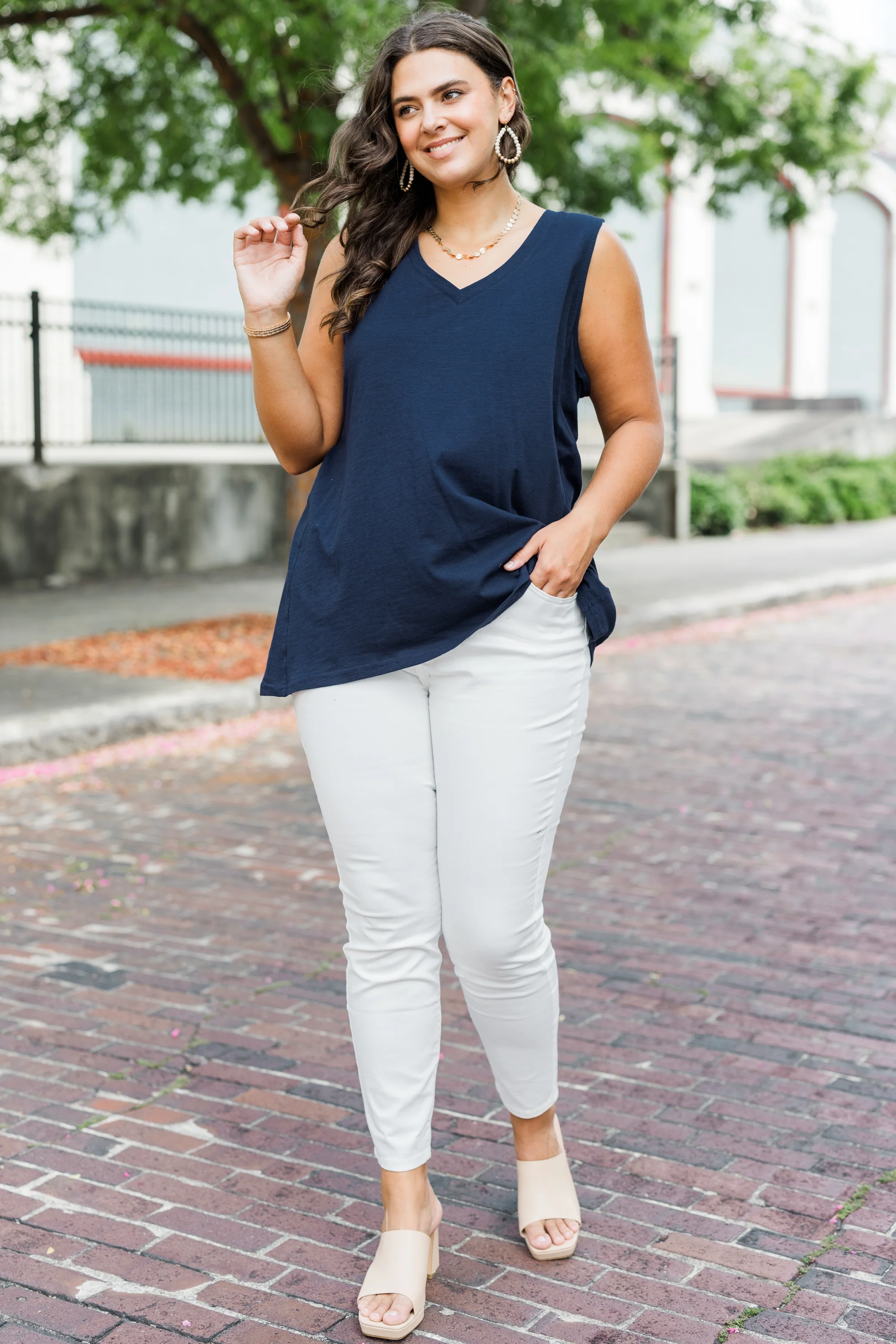 Time To Leave Top, Navy - Giverhouse