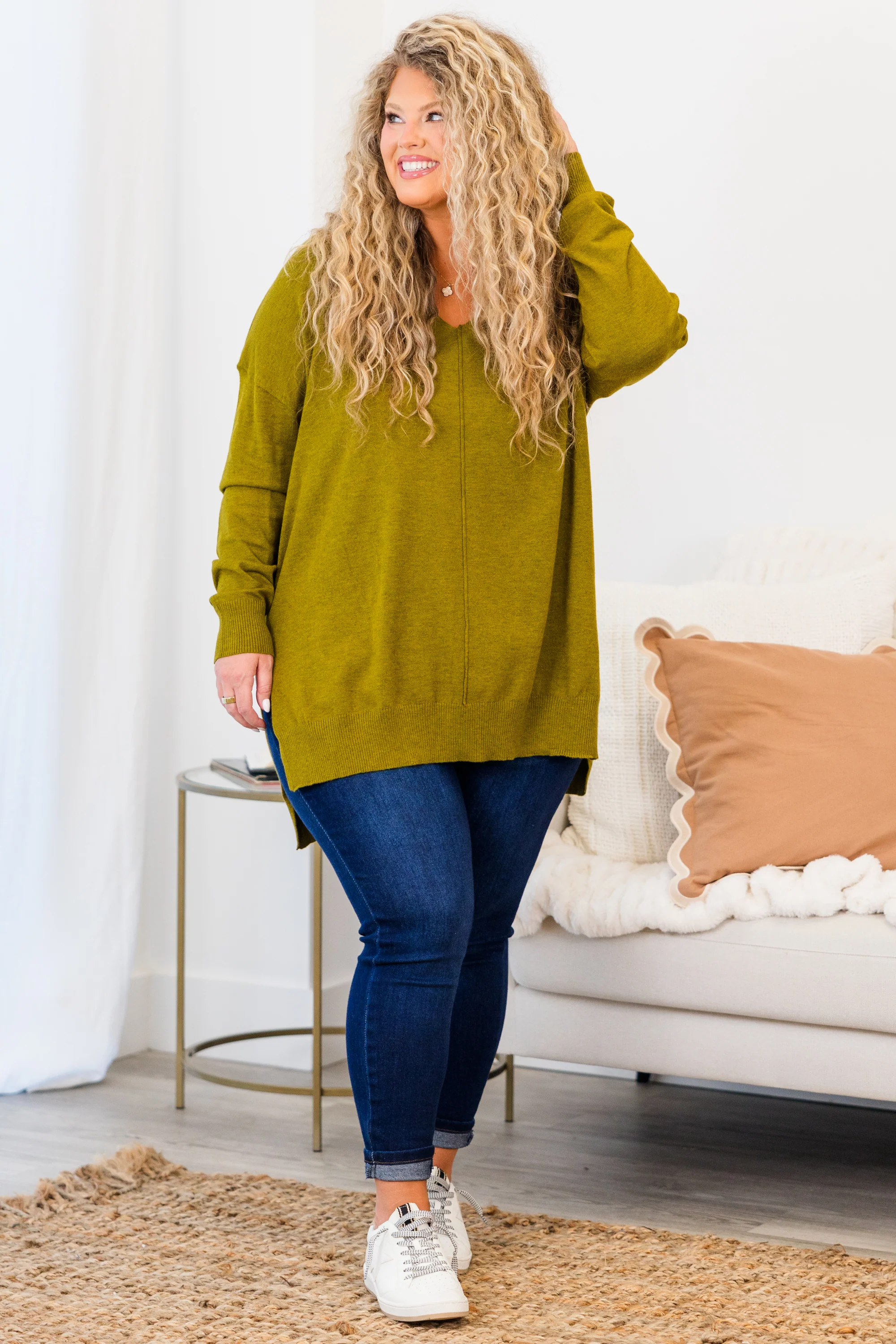 Miss Who I Was Sweater, Heather Olive - Giverhouse