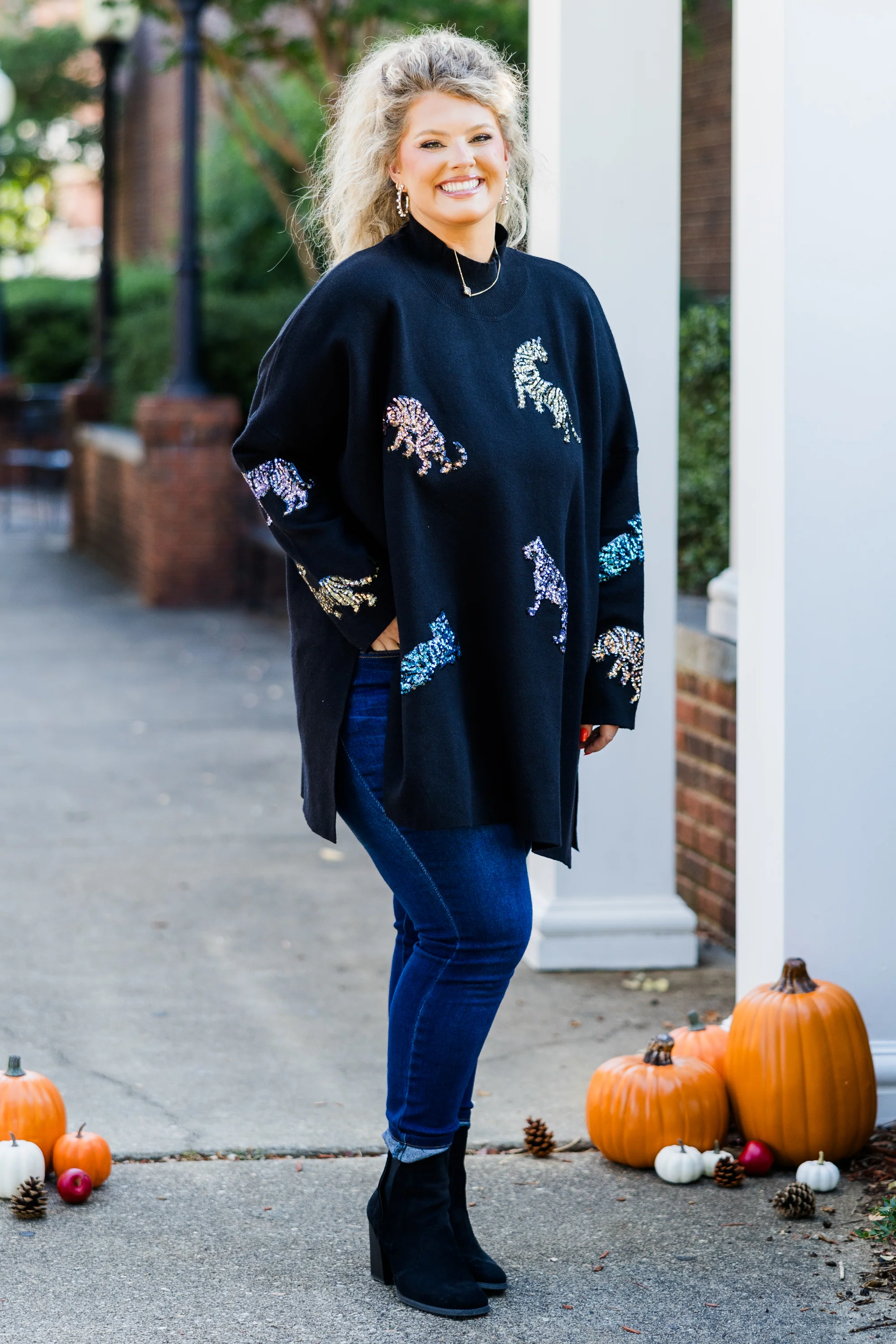 Mother Of The Jungle Sweater, Black Sequin - Giverhouse