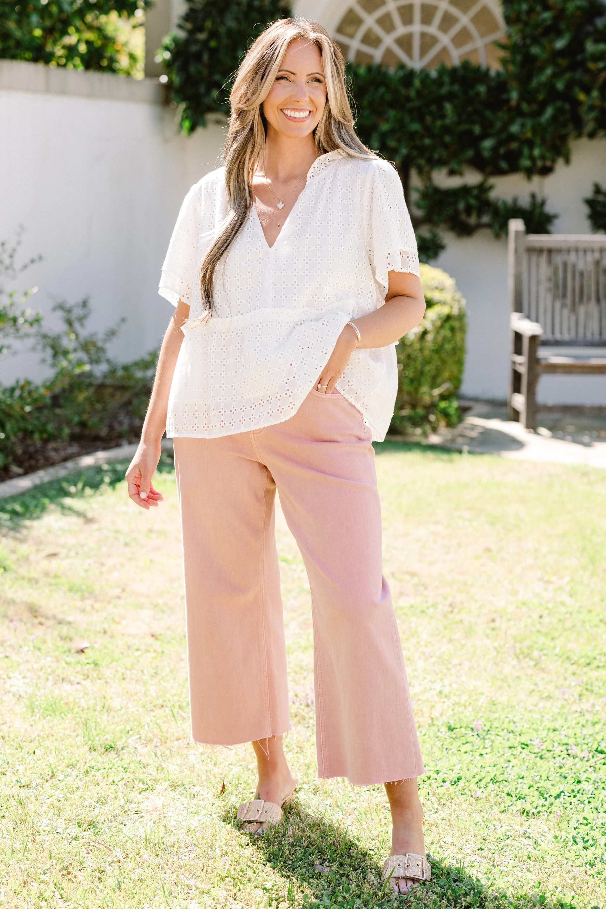 Coastal Love Top, White Eyelet - Giverhouse