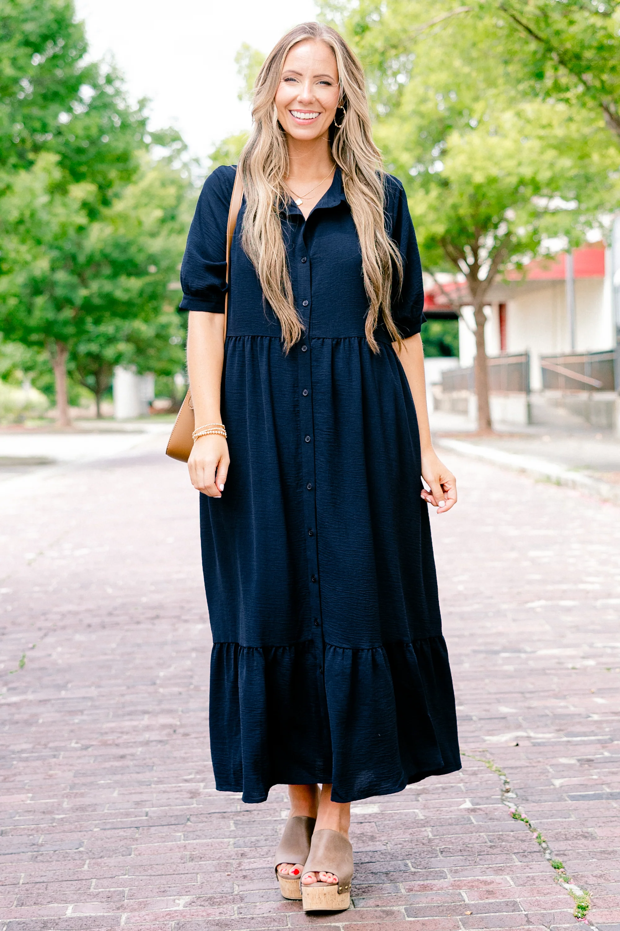 In Your Happy Place Dress, Navy - Giverhouse