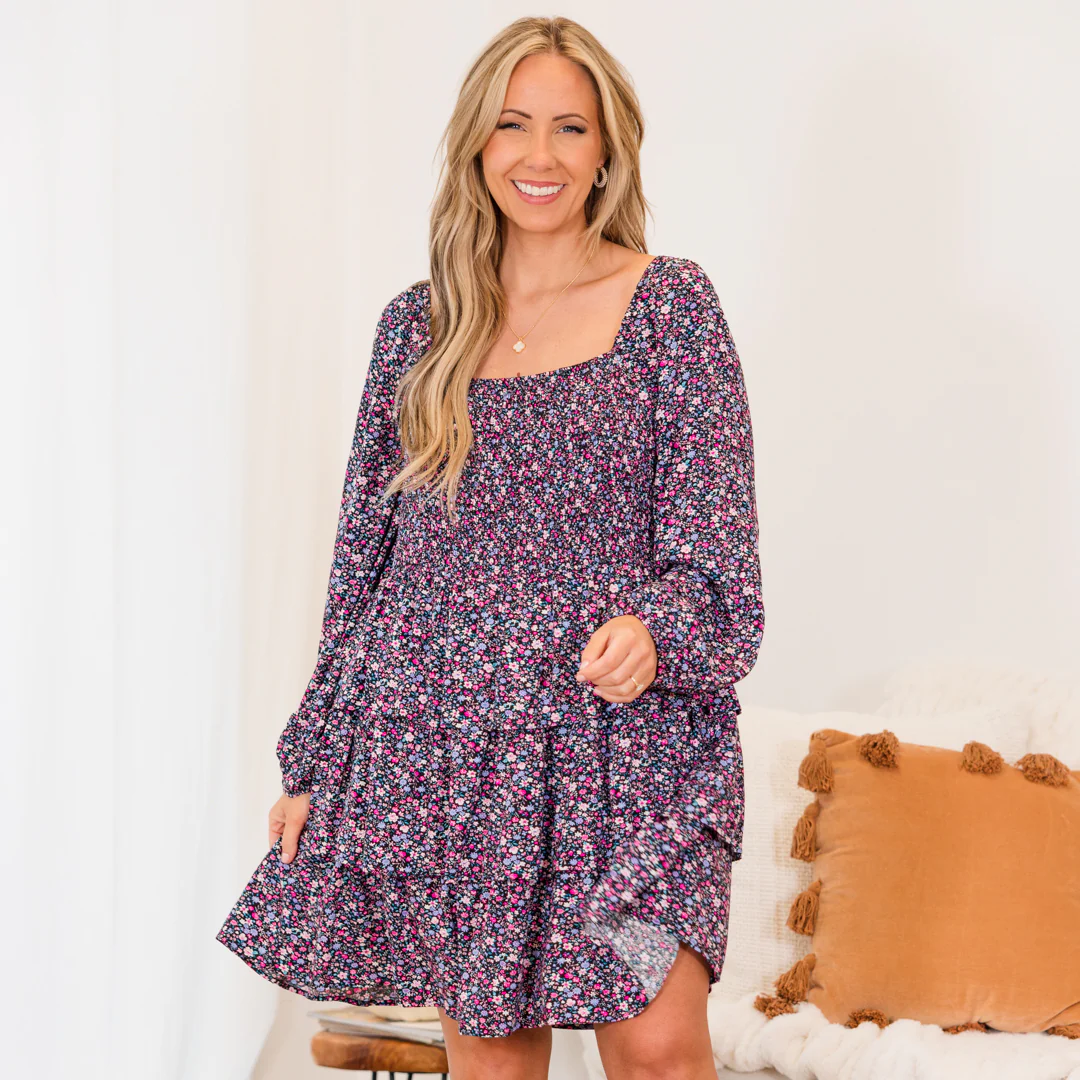 Laughter and Lilies Dress, Black - Giverhouse