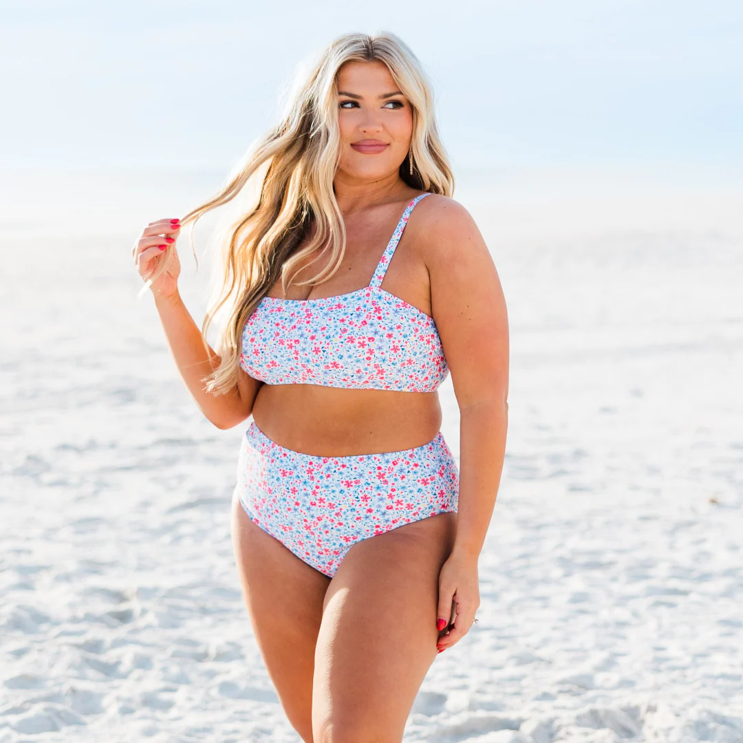 Lakeside Lover Swim Bottom, White Floral - Giverhouse