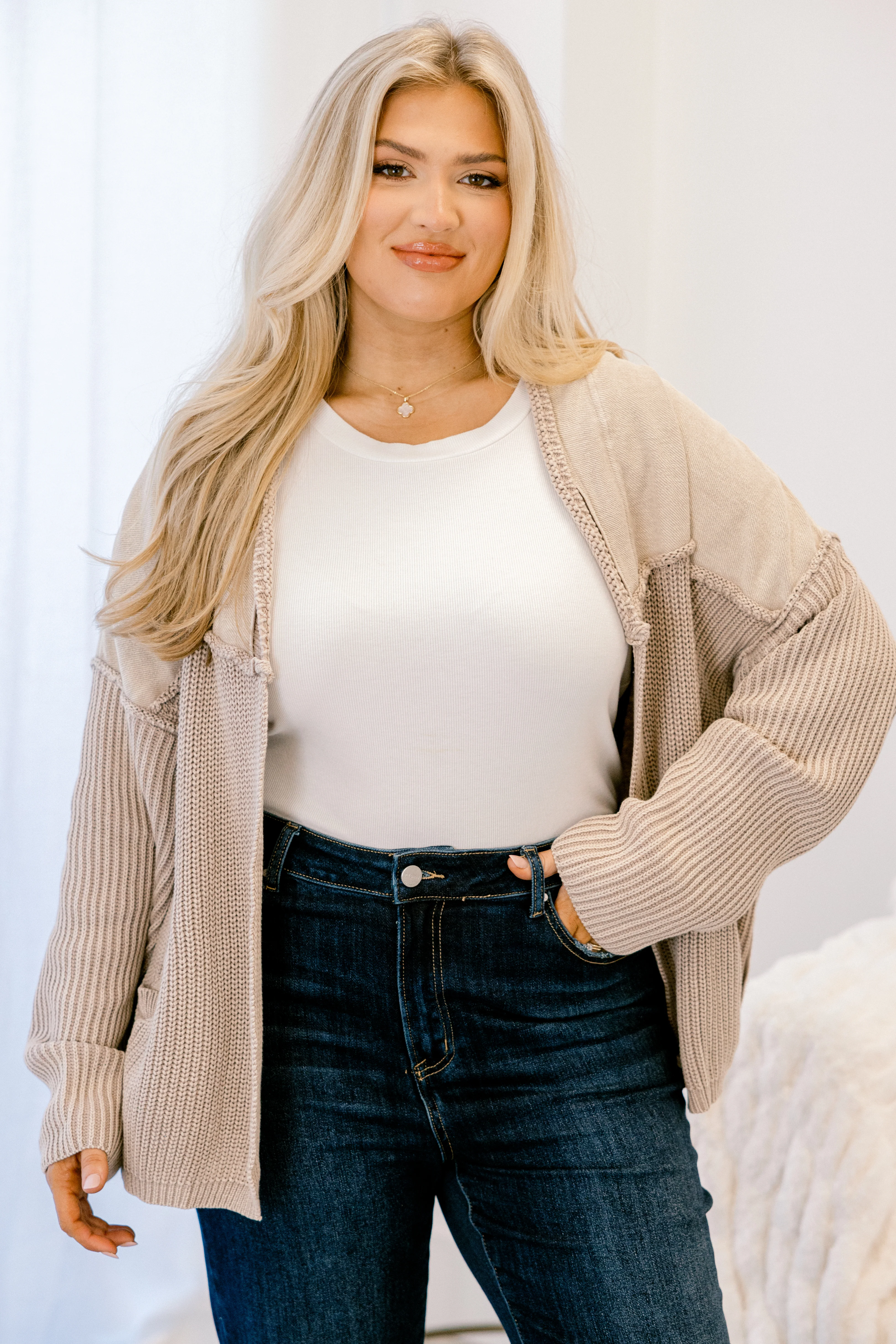 Times To Remember Cardigan, Stone - Giverhouse