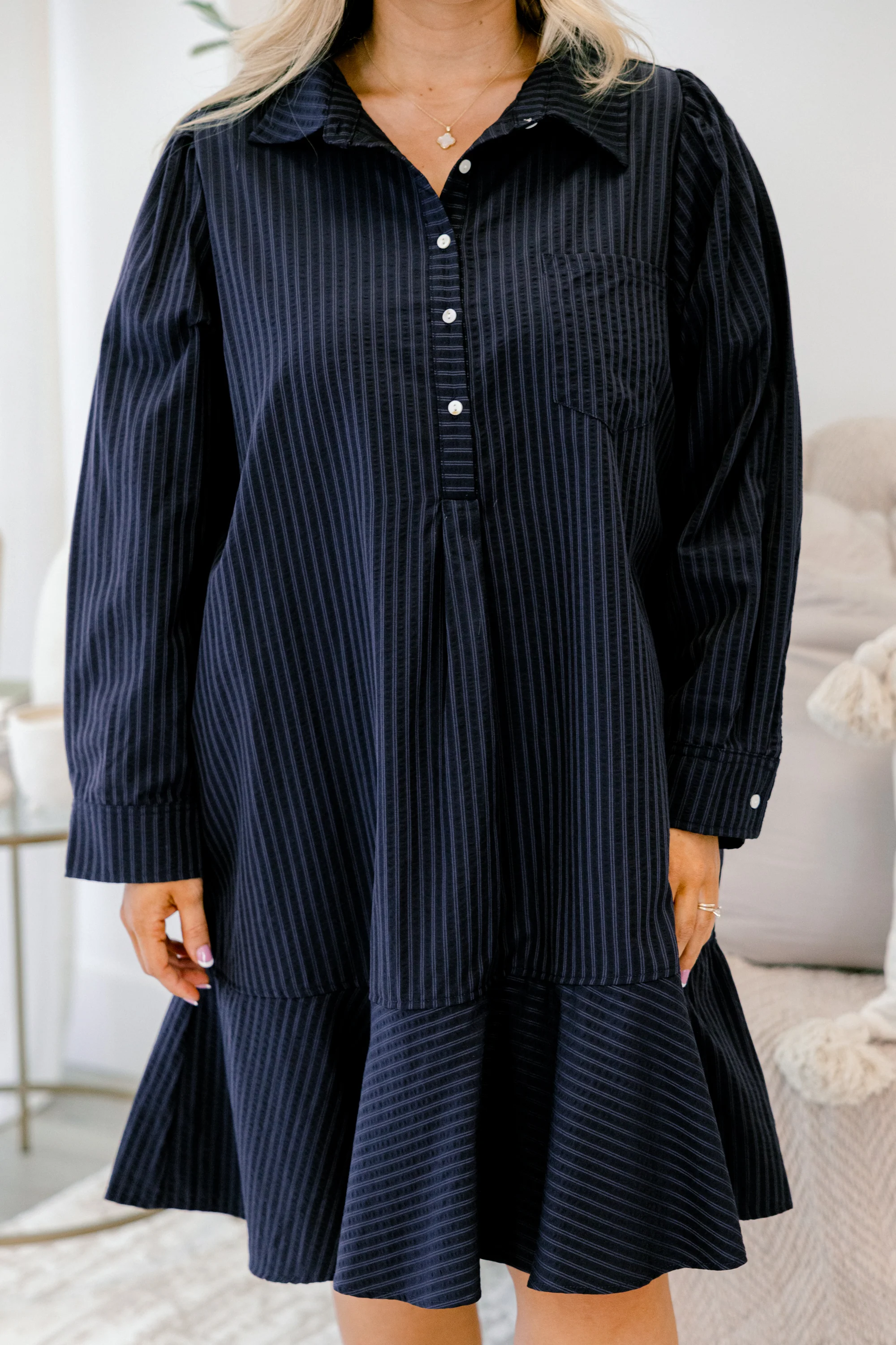 Days Like Today Dress, Navy Stripe - Giverhouse
