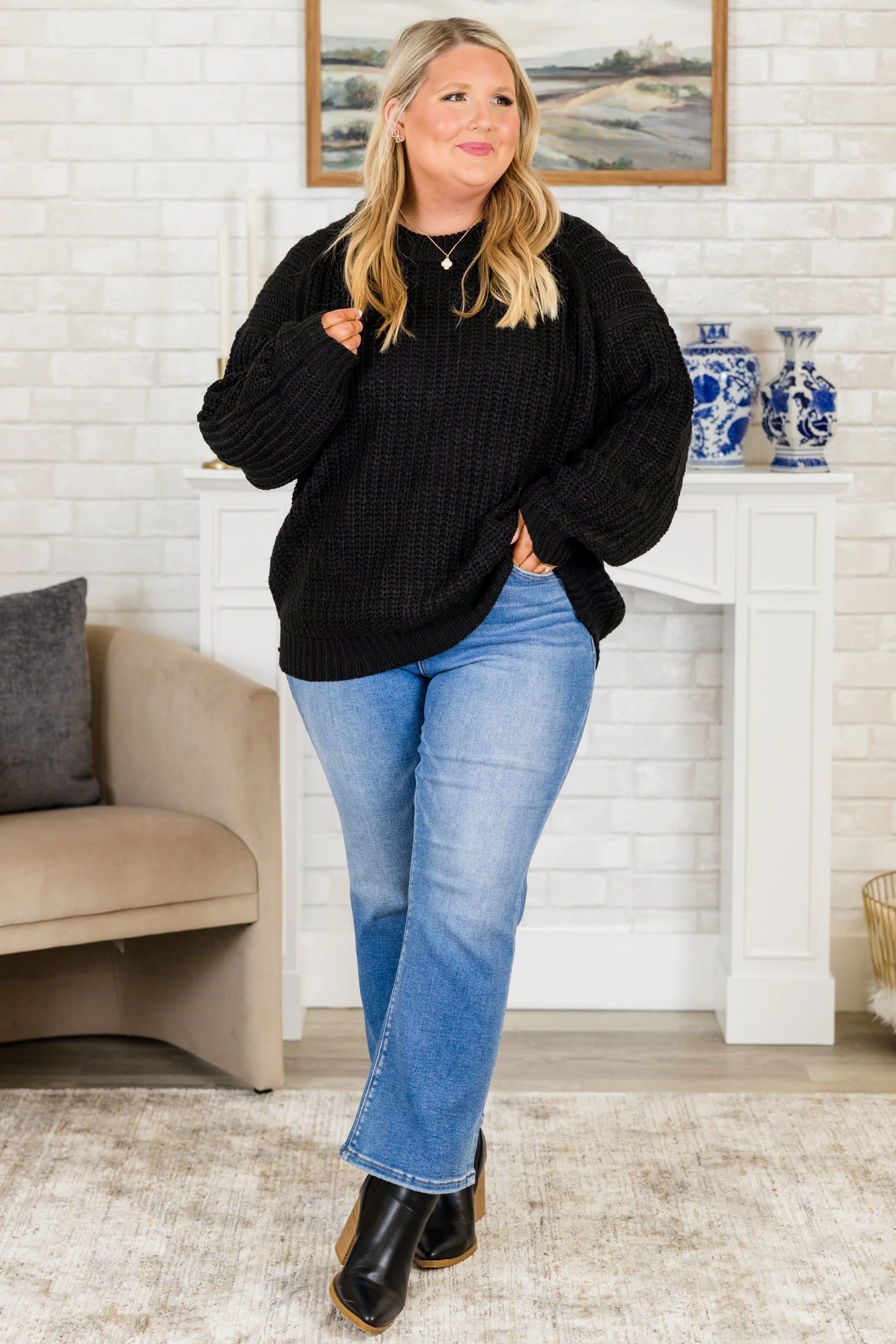 Cozy Cabin Sweater, Black - Giverhouse