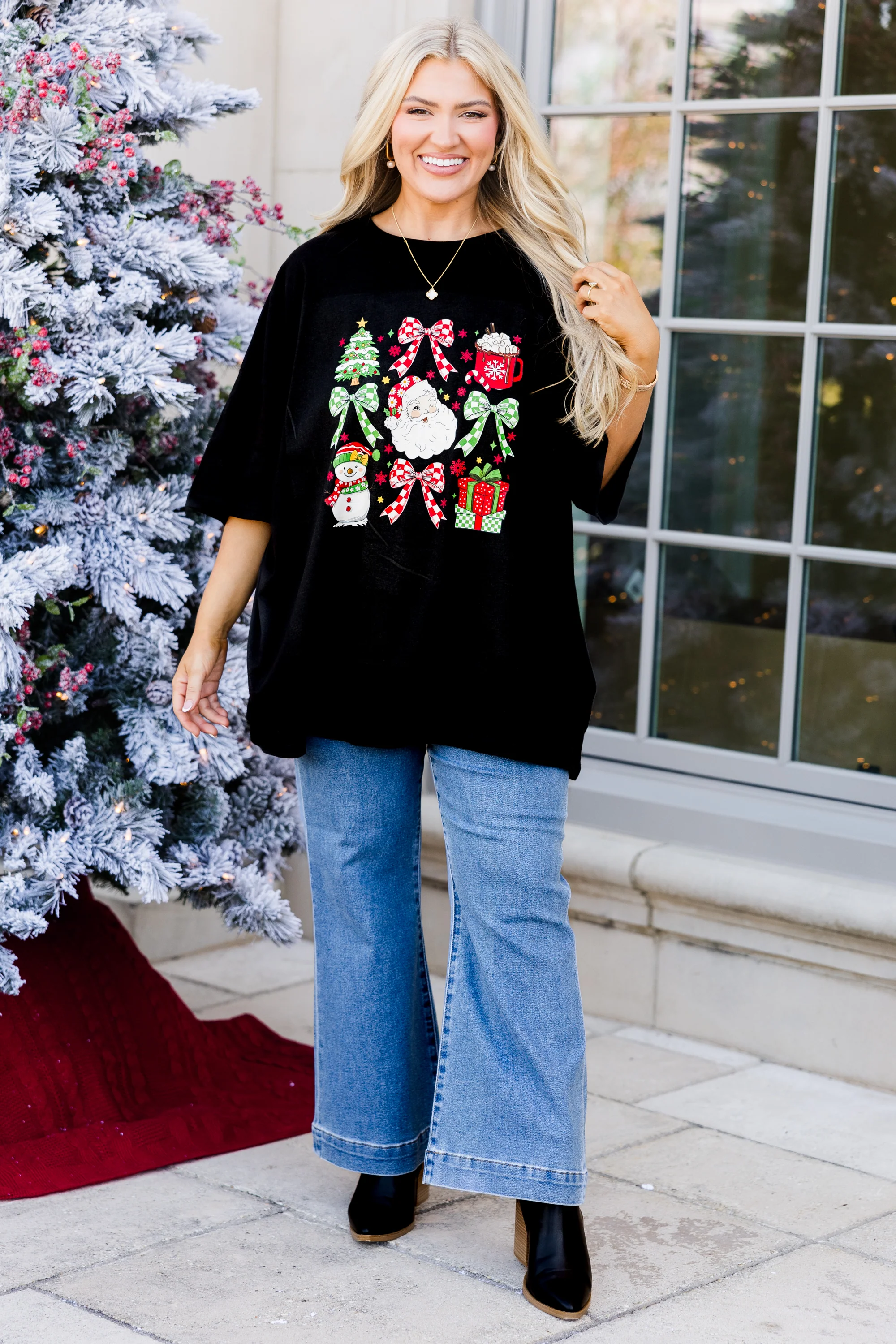 Classic Christmas Boyfriend Tee, Black - Giverhouse