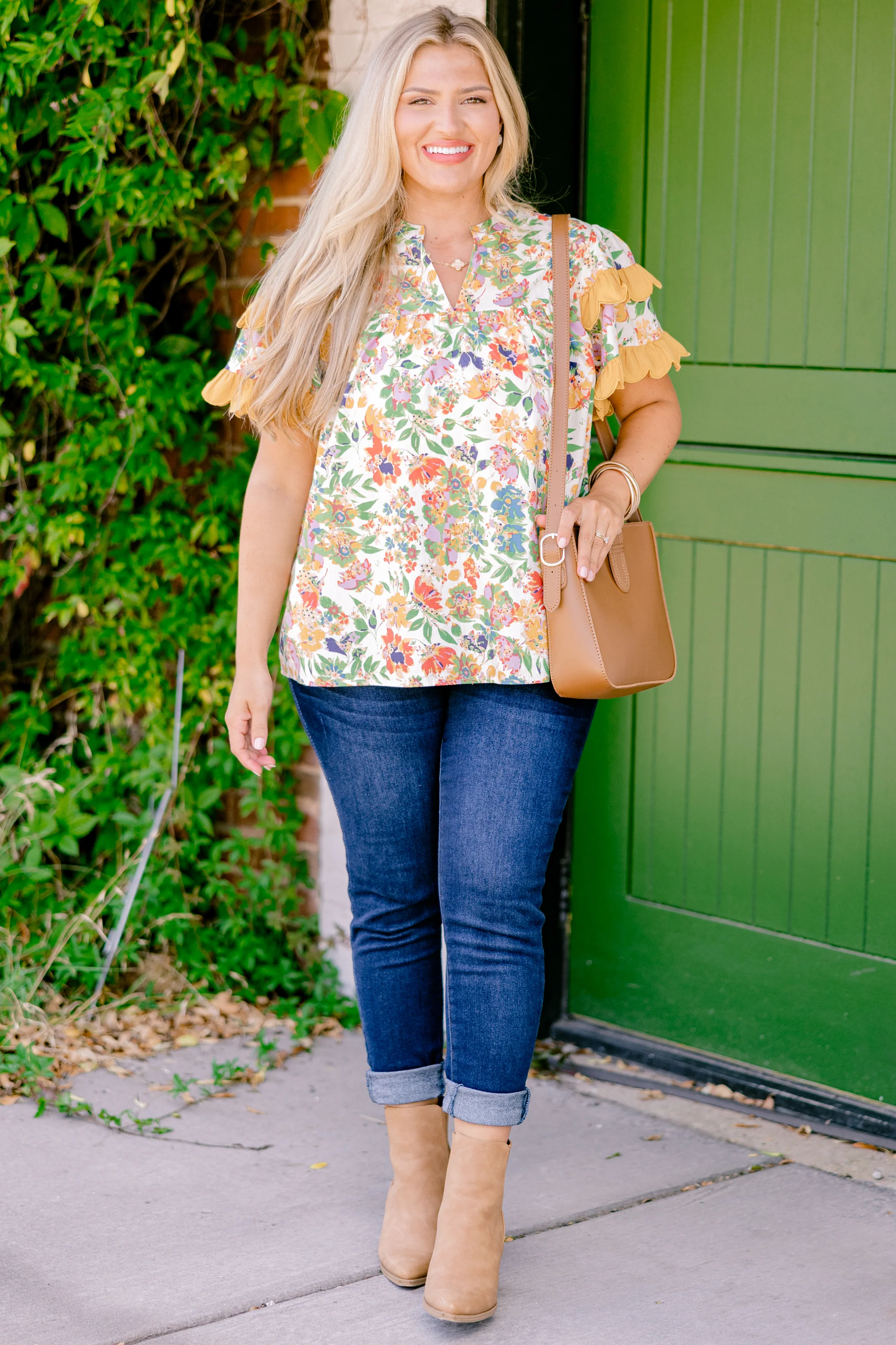Santorini Bound Top, Orange Multi - Giverhouse