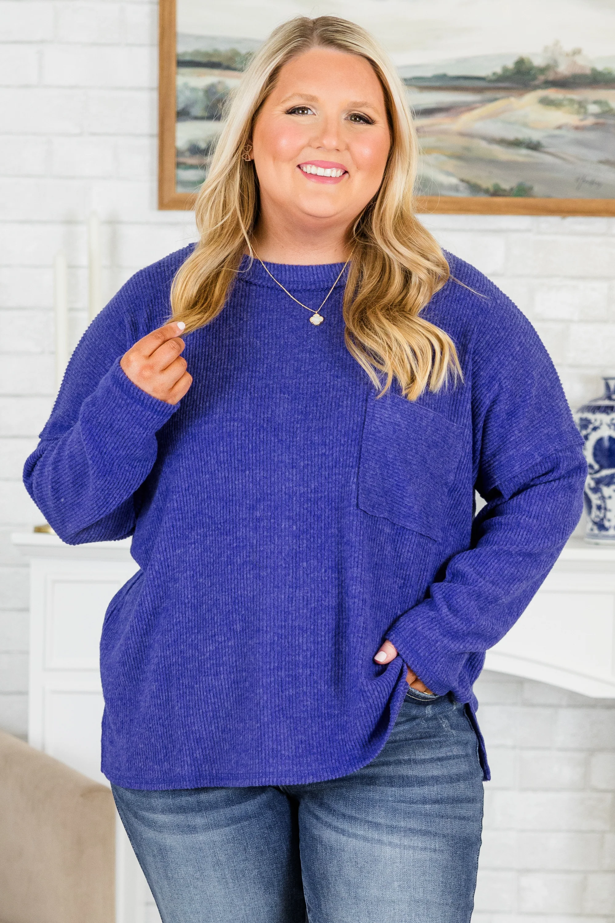 Lookin' Good Feelin' Better Sweater, Bright Blue - Giverhouse