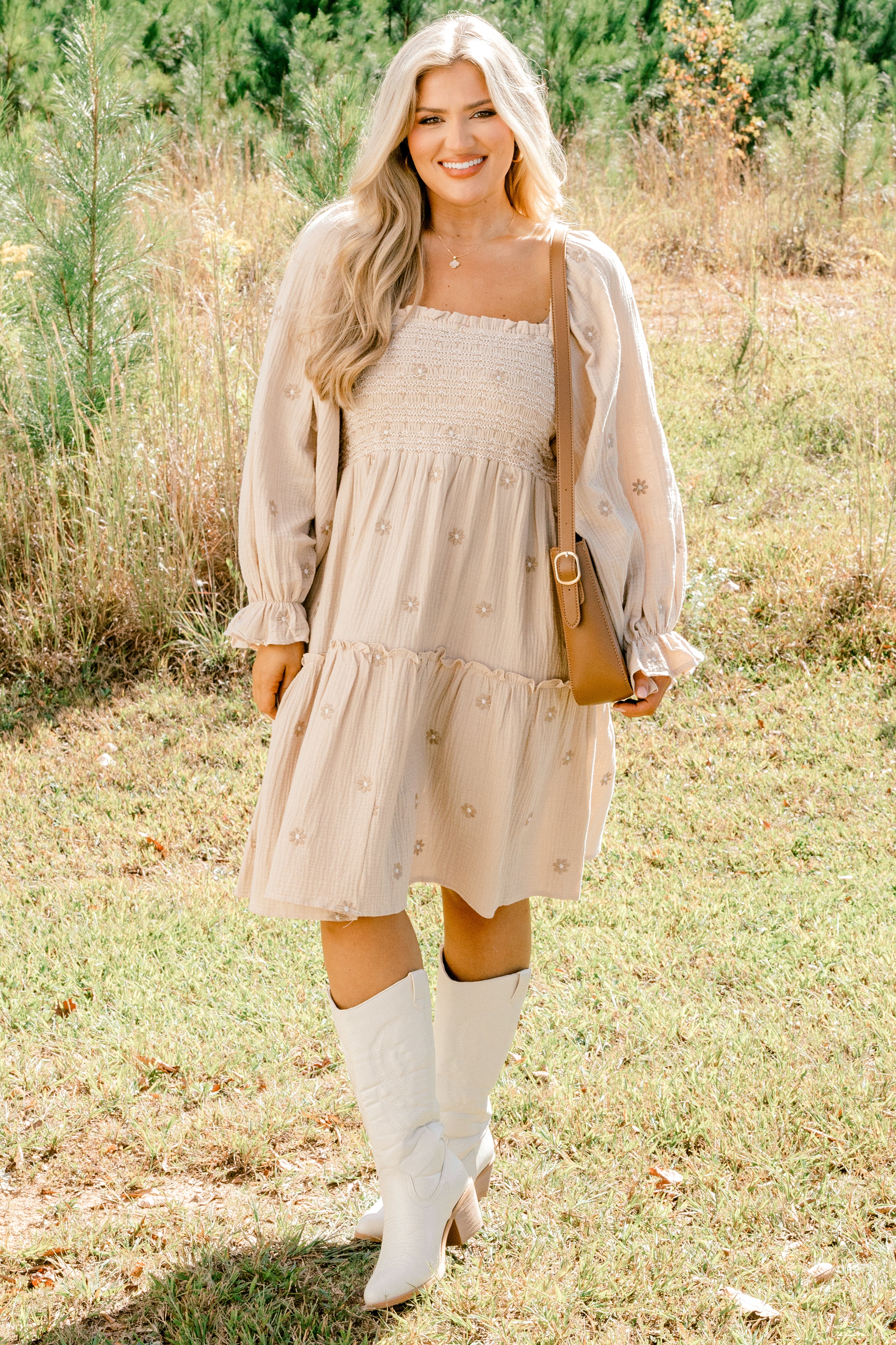 Lovely Days Dress, Tan - Giverhouse