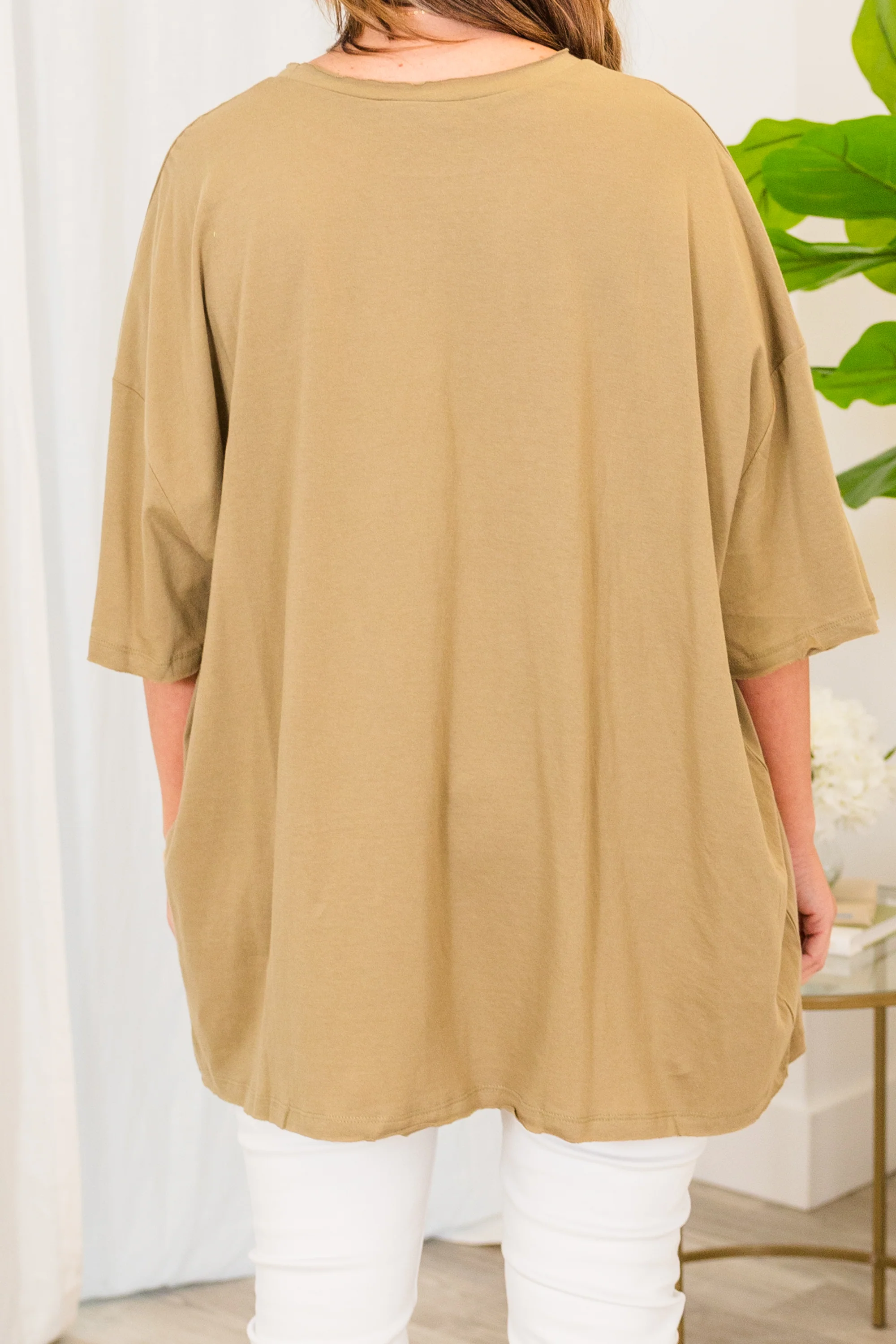 It Comes Naturally Top, Khaki - Giverhouse