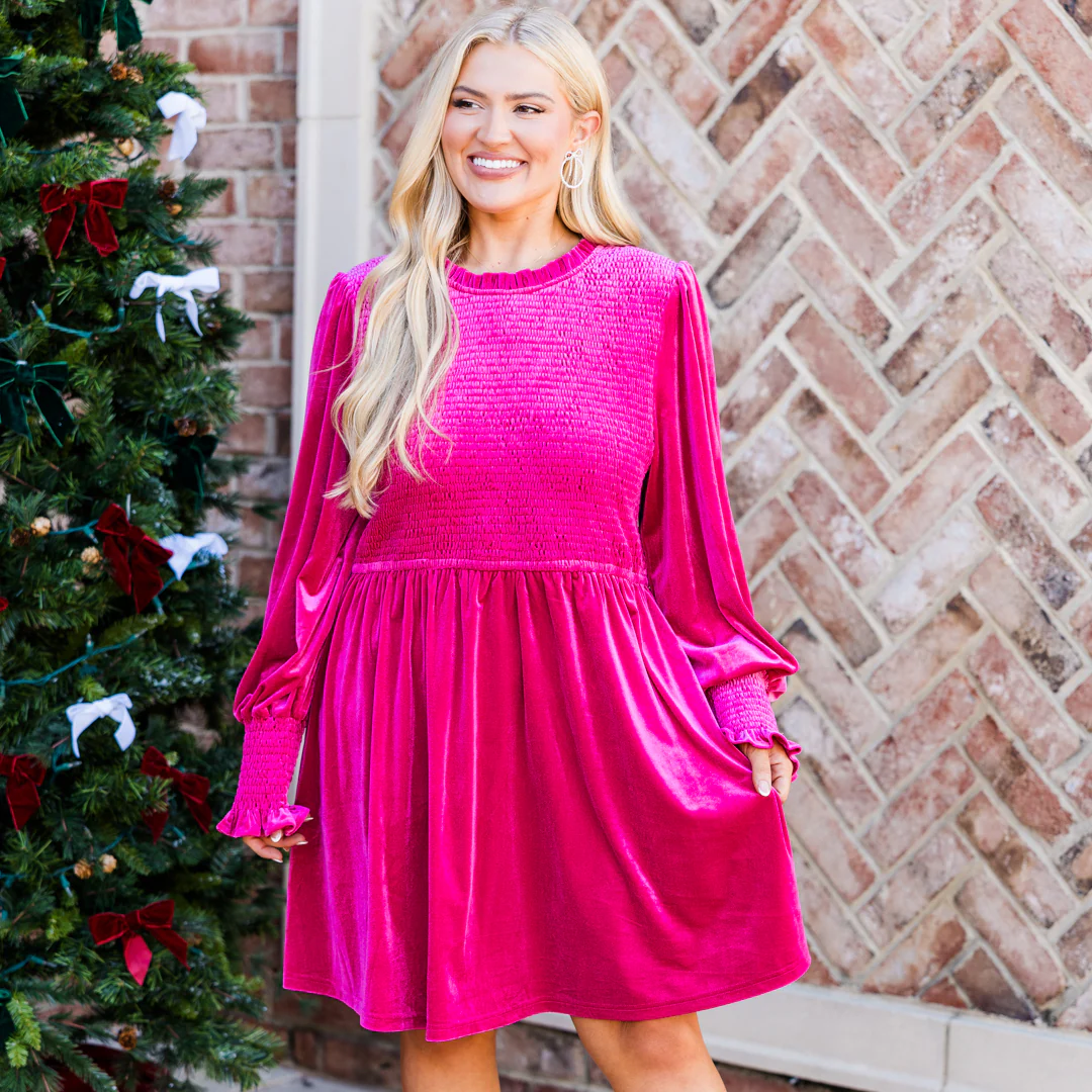 Take All The Time Dress, Magenta - Giverhouse