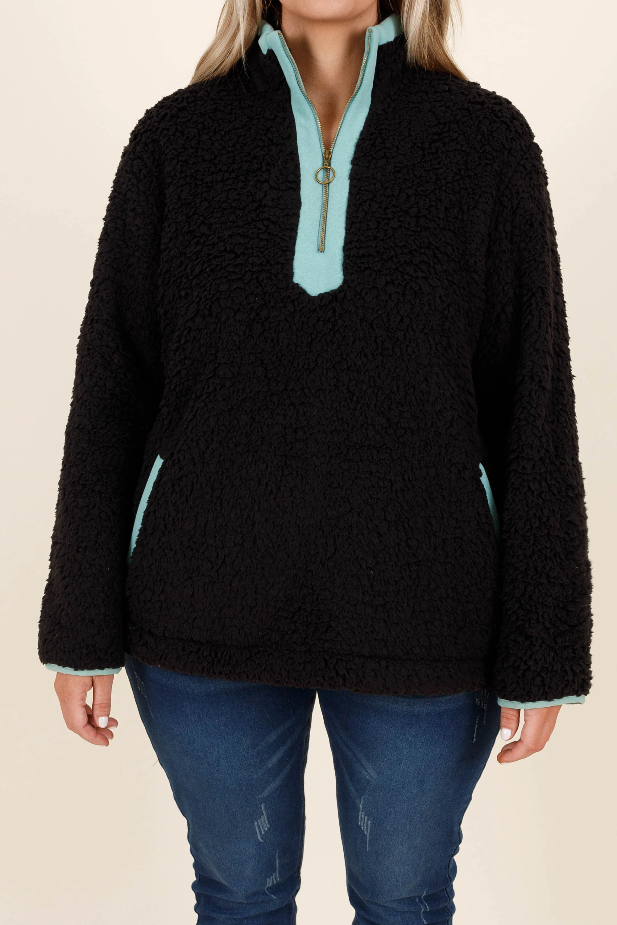 Come Visit Pullover, Black Teal - Giverhouse
