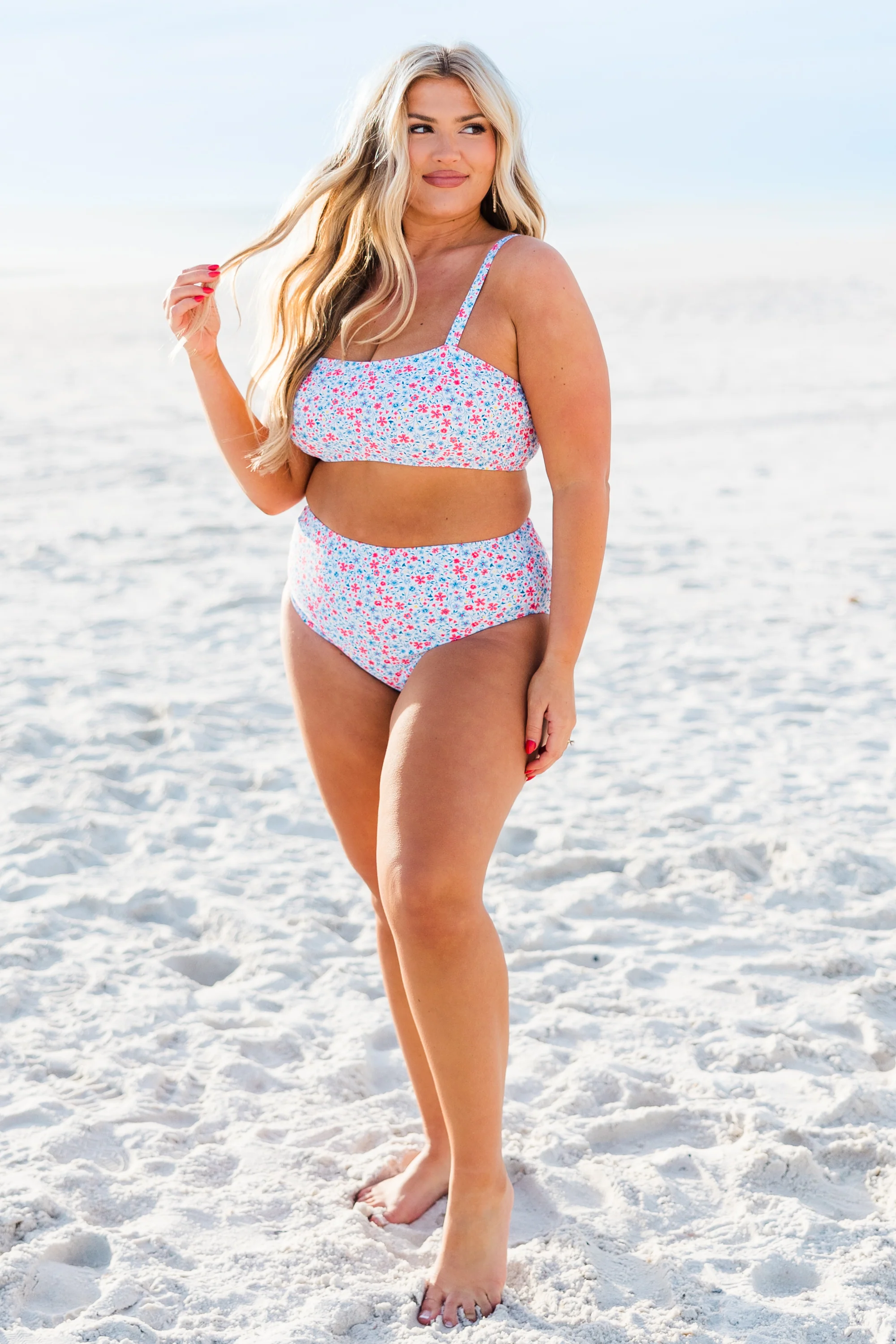 Lakeside Lover Swim Top, White Floral - Giverhouse
