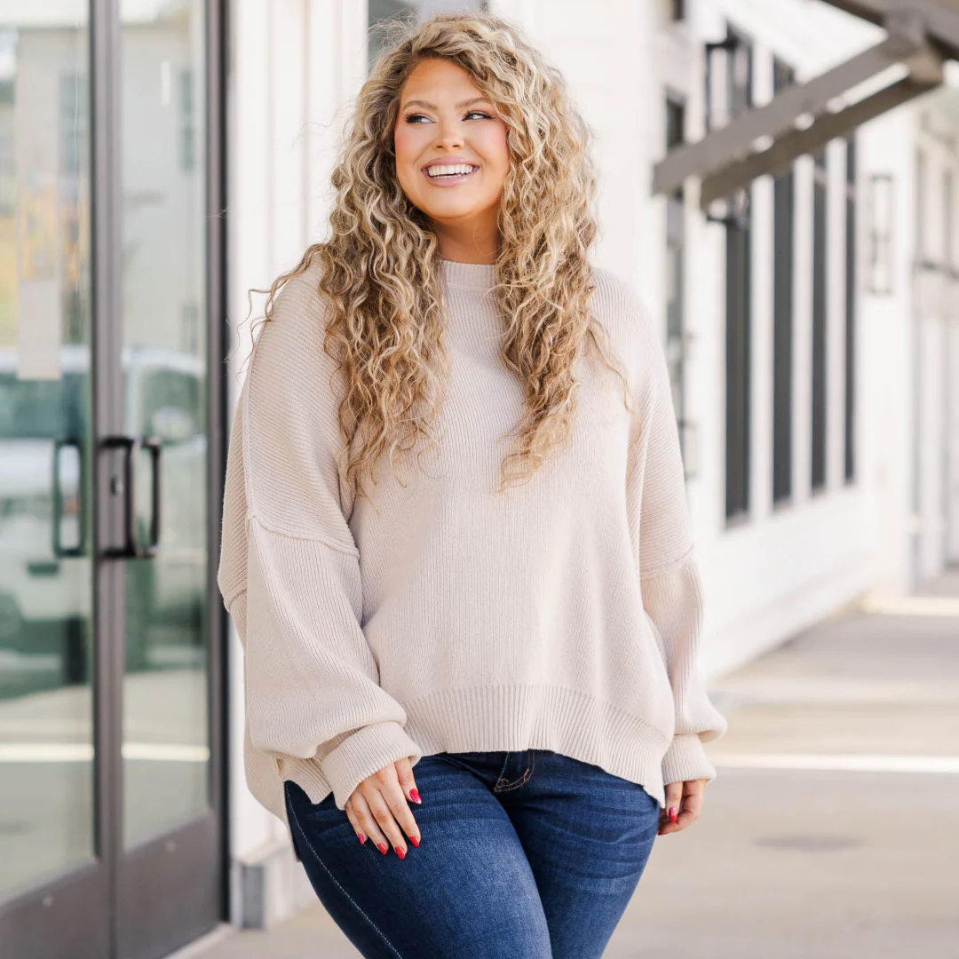 Magically Perfect Sweater, Taupe - Giverhouse