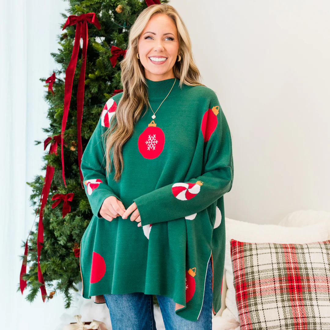 Everything And More Sweater, Green Ornament - Giverhouse