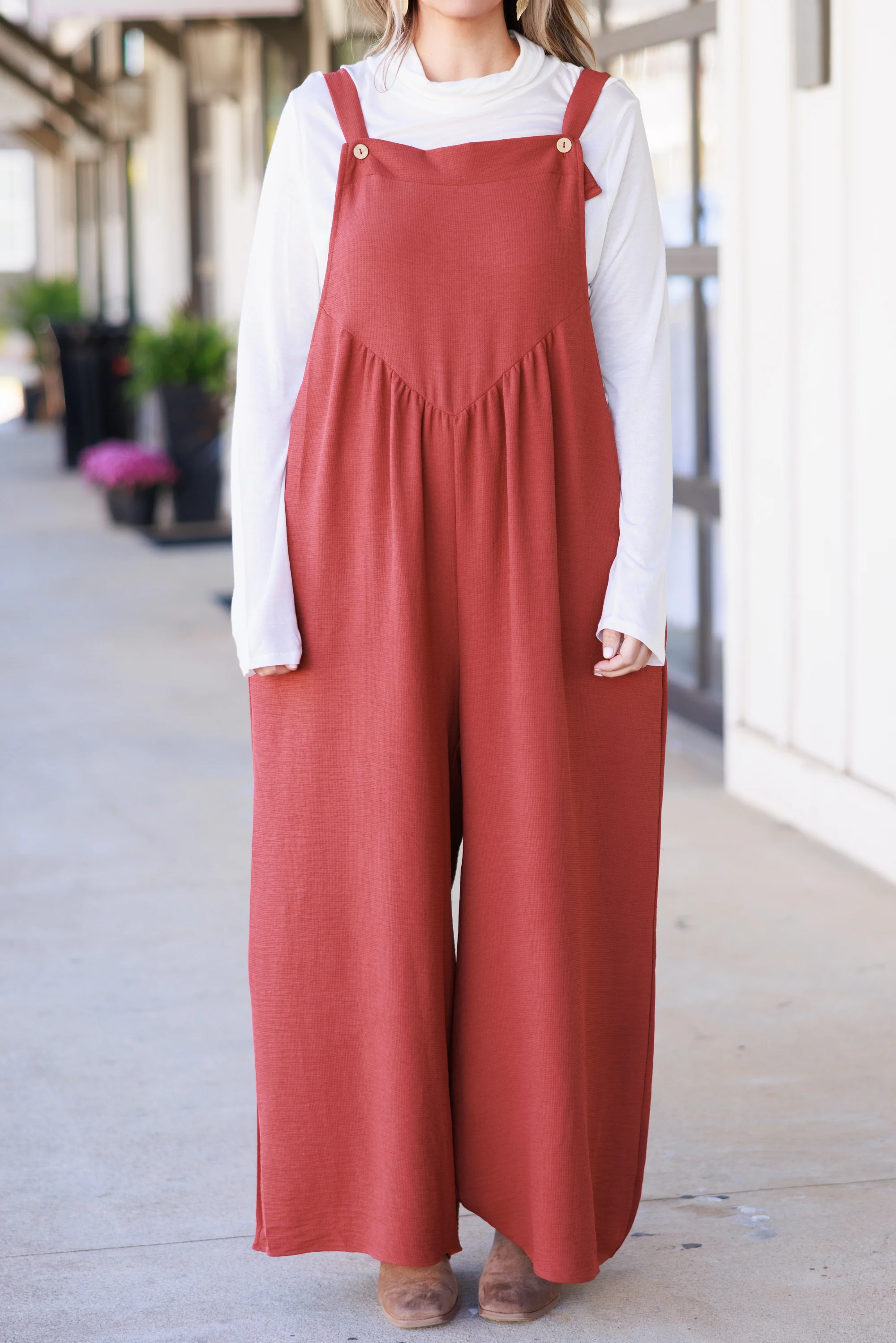 Got To Laugh Jumpsuit, Rust - Giverhouse