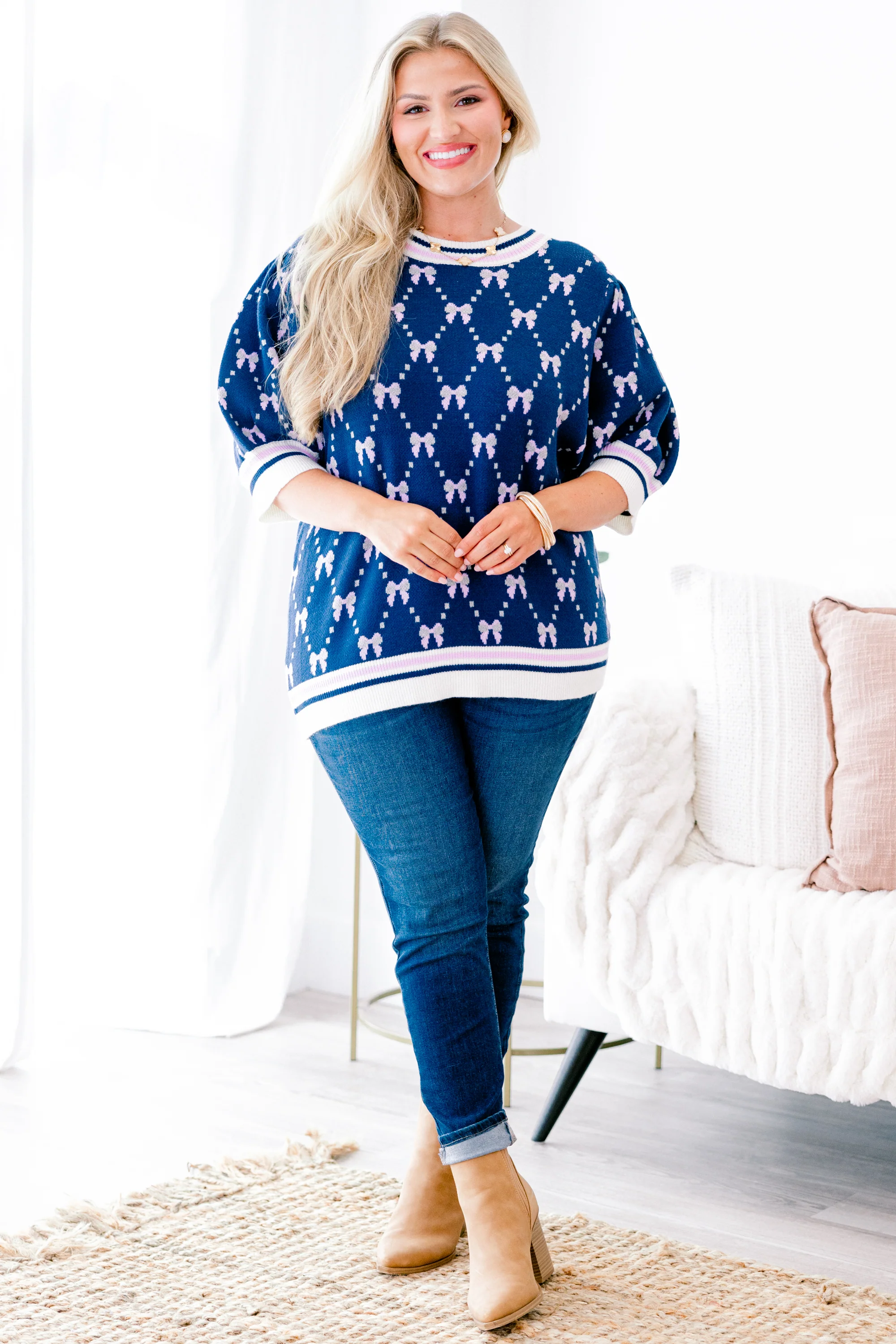 Love And Life Sweater, Navy Blue - Giverhouse