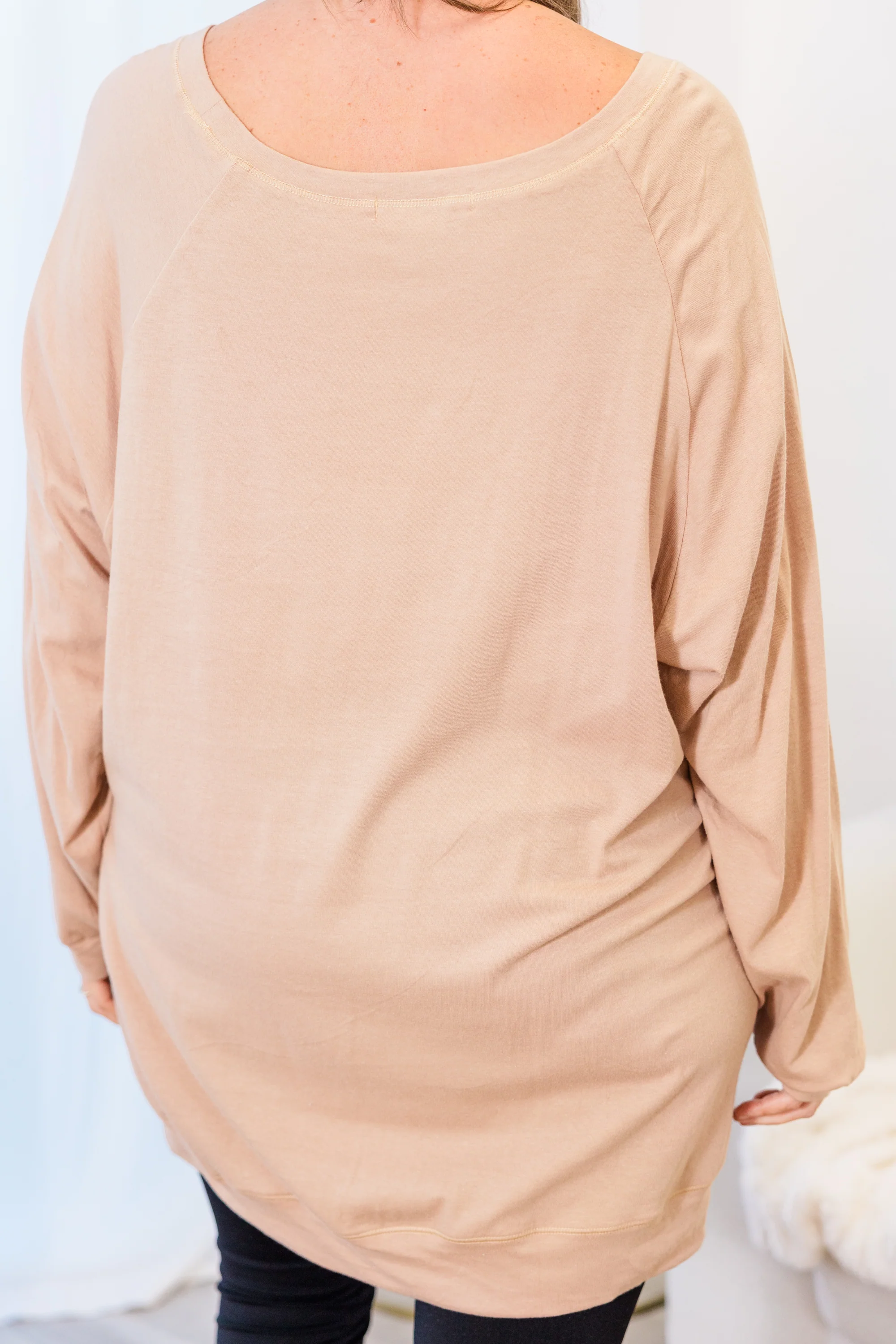 Slouchy Dolman Tunic Long Sleeve, Warm Taupe - Giverhouse