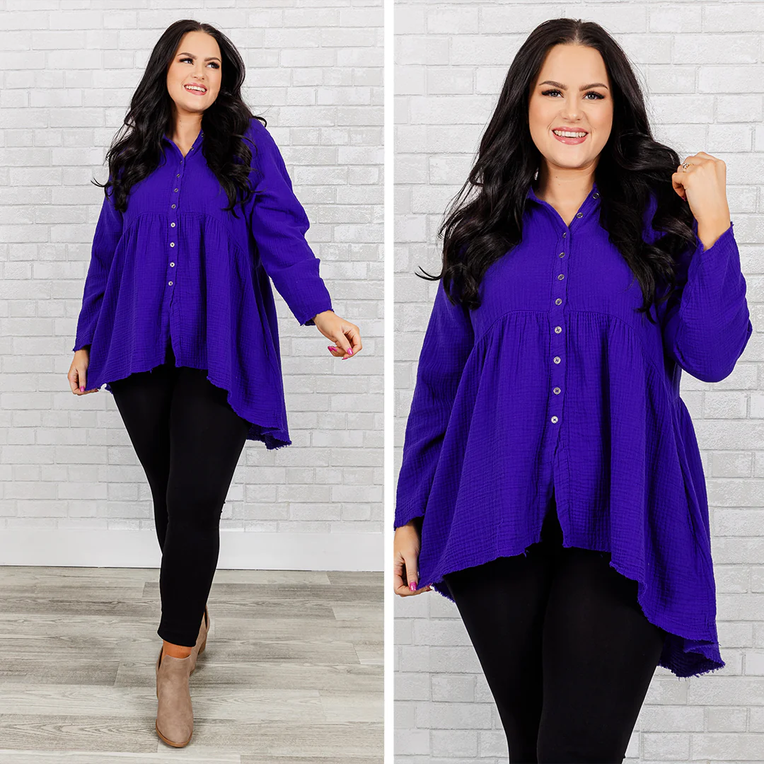 Stuck In Her Daydream Top, Bright Blue - Giverhouse