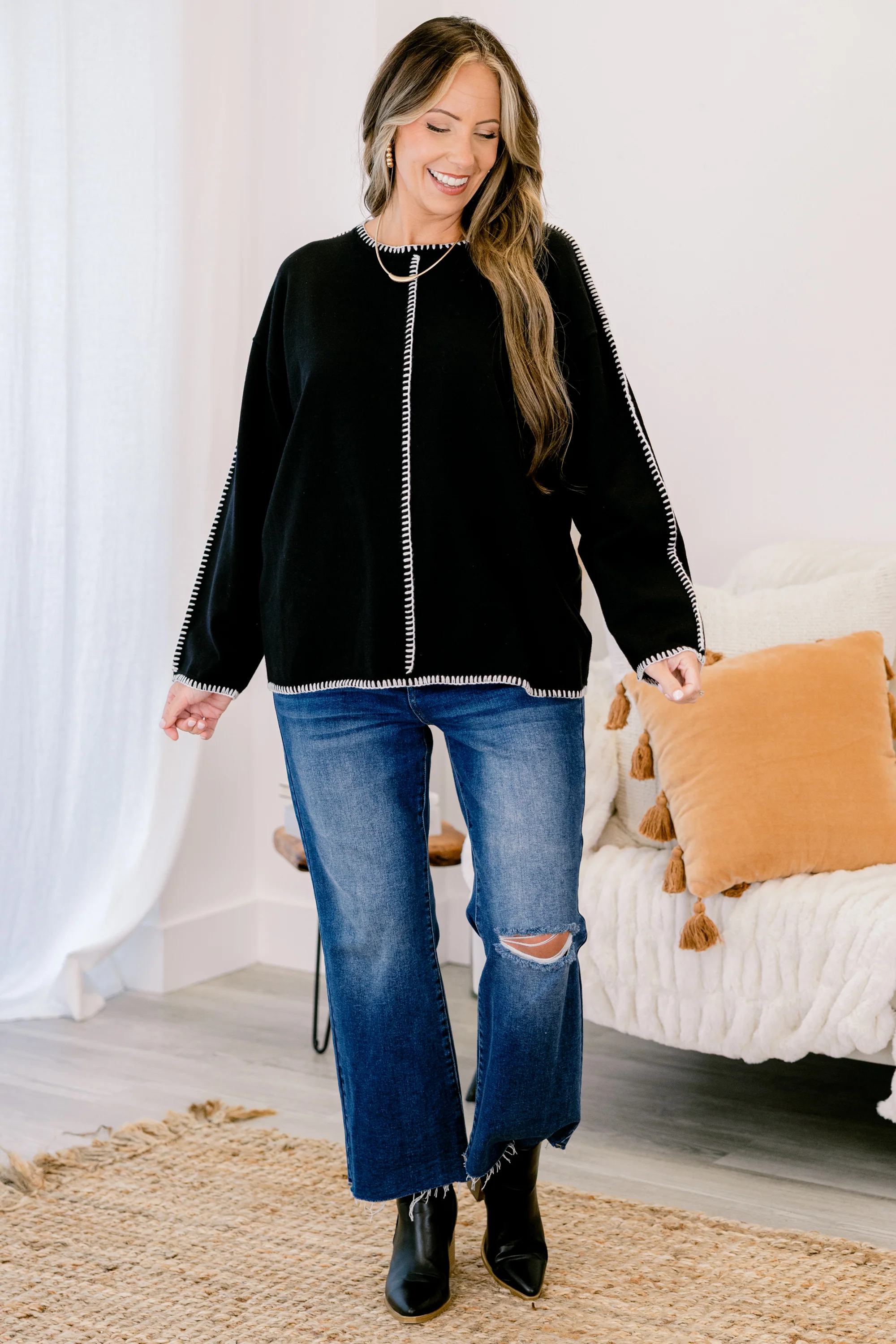 Whispered Comfort Sweater, Black - Giverhouse