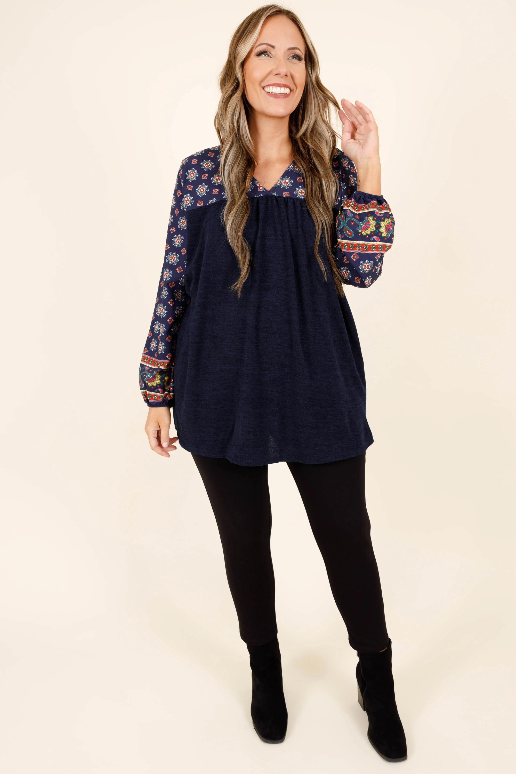 Stop, Drop And Get Excited Top, Navy - Giverhouse