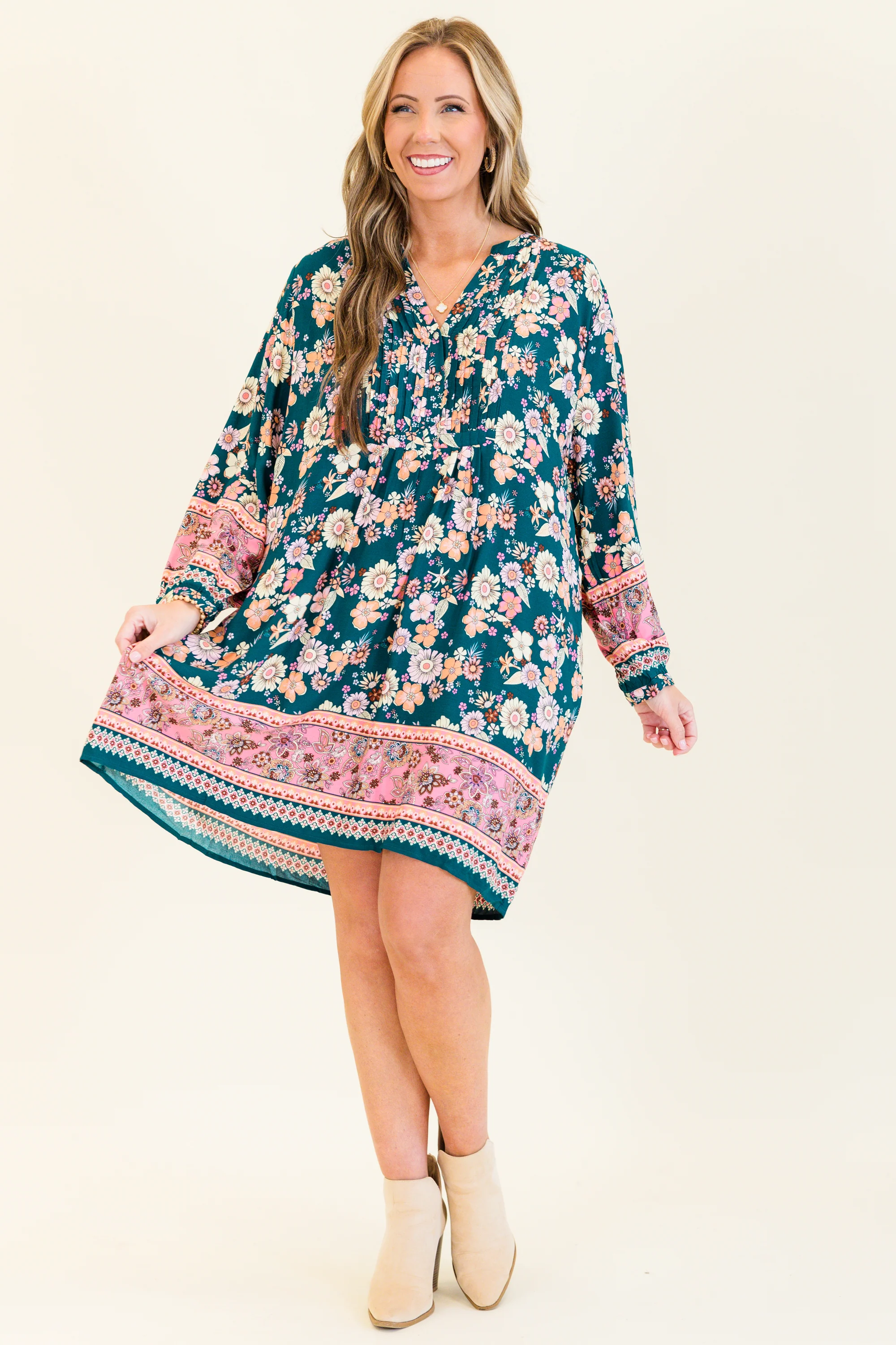 My Own Ways Dress, Teal Multi - Giverhouse