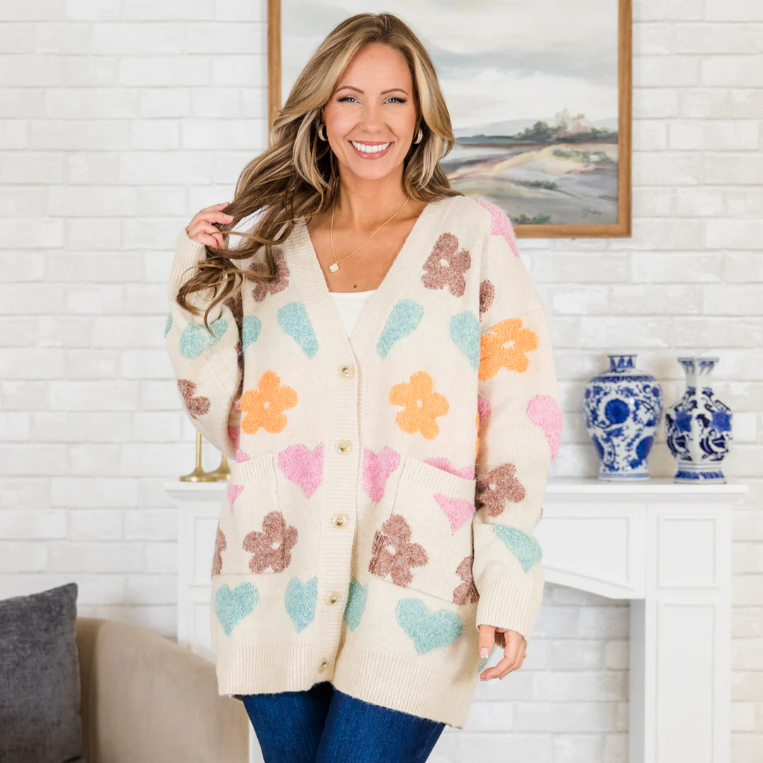 In Love With Life And You Cardigan, Beige - Giverhouse