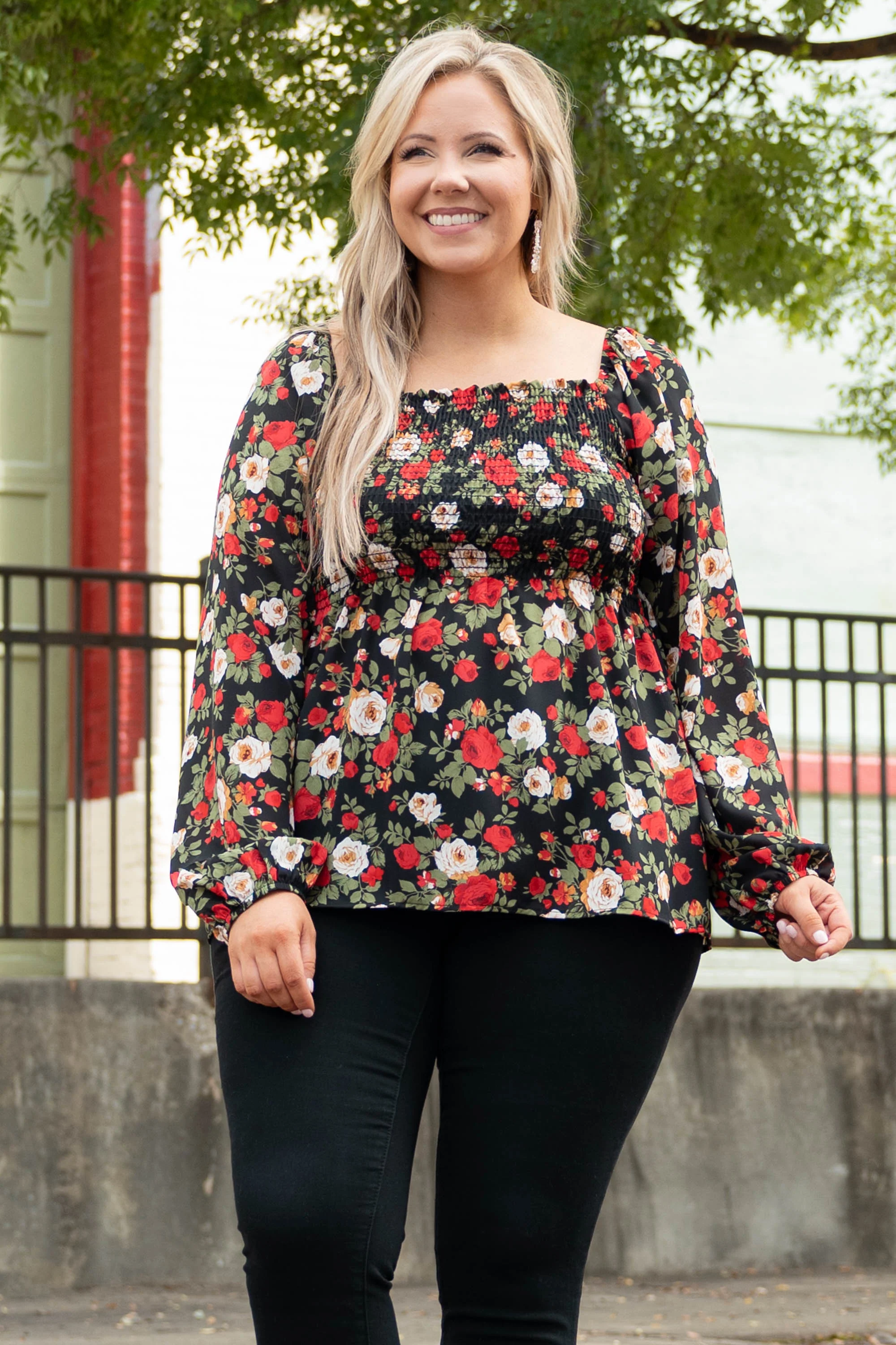 Busy Night Out Blouse, Red-Mustard - Giverhouse