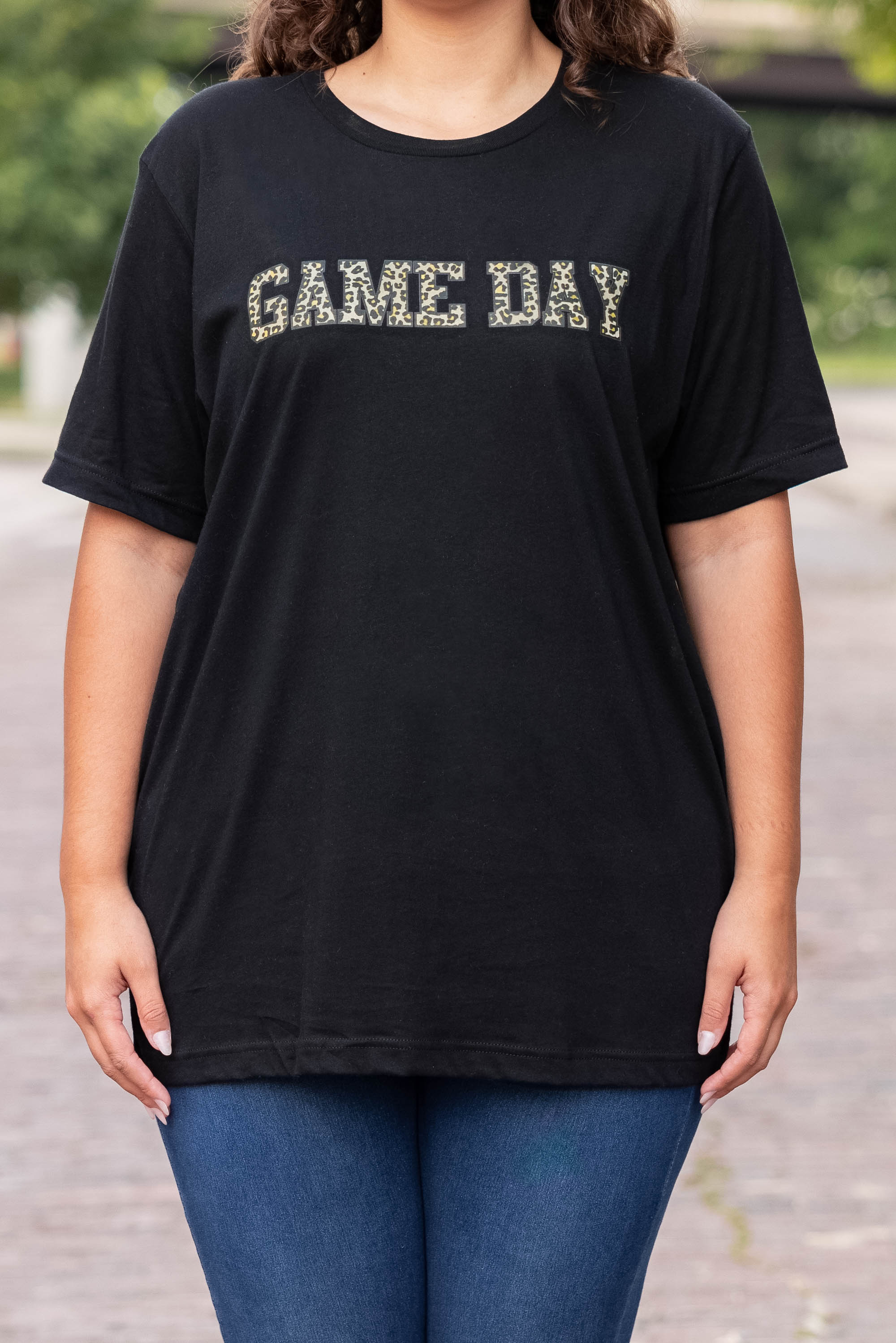 Game Day Leopard Tee, Black - Giverhouse