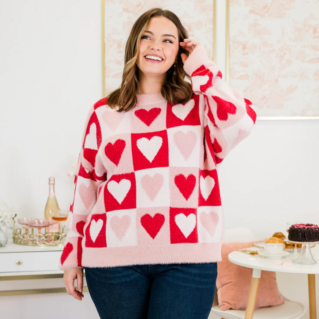 Two Hearts Beating Sweater, Red - Giverhouse