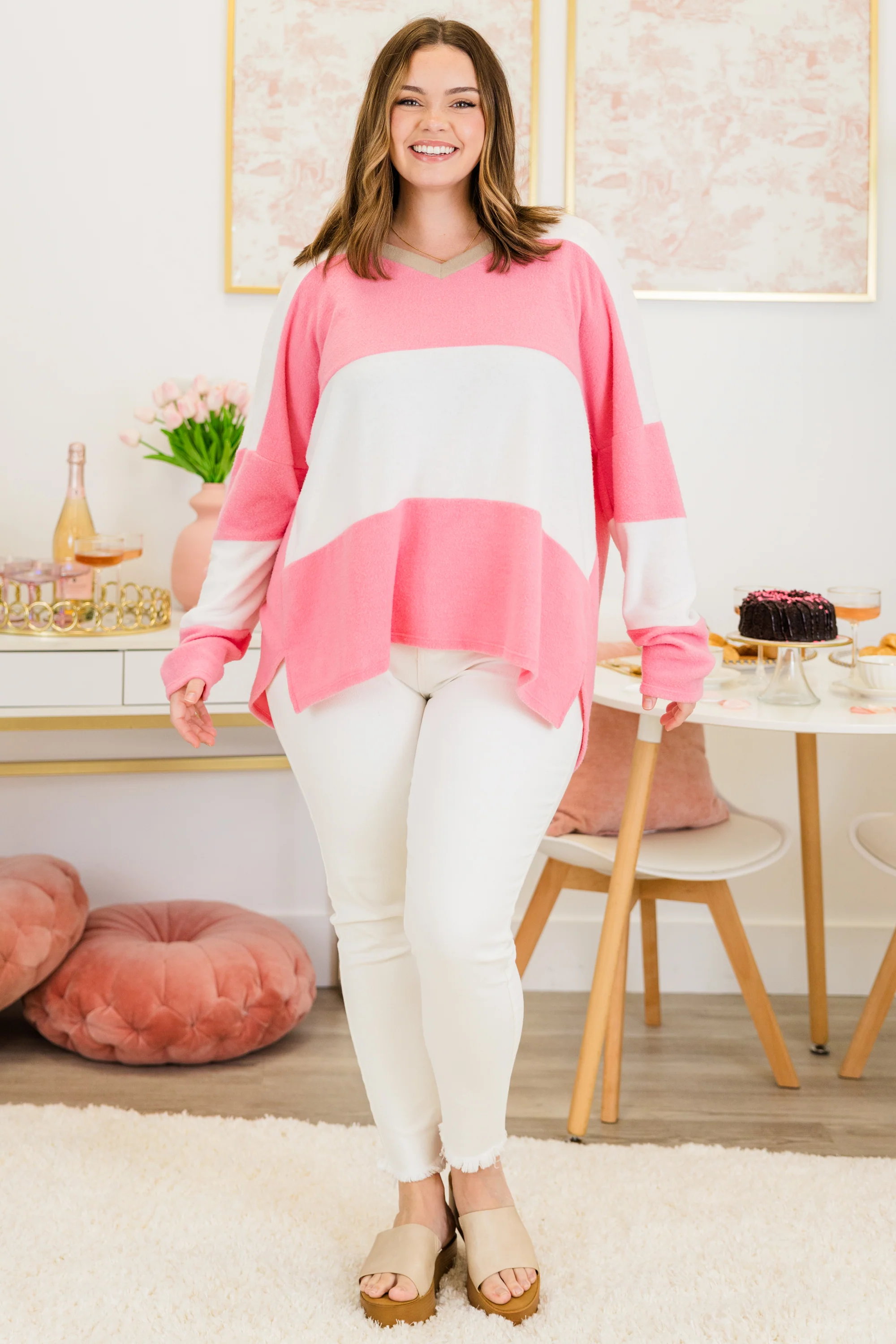 Smooth Days Ahead Pullover, Pink - Giverhouse
