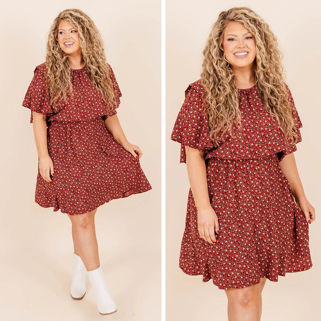 Bask In Every Moment Dress, Burgundy - Giverhouse