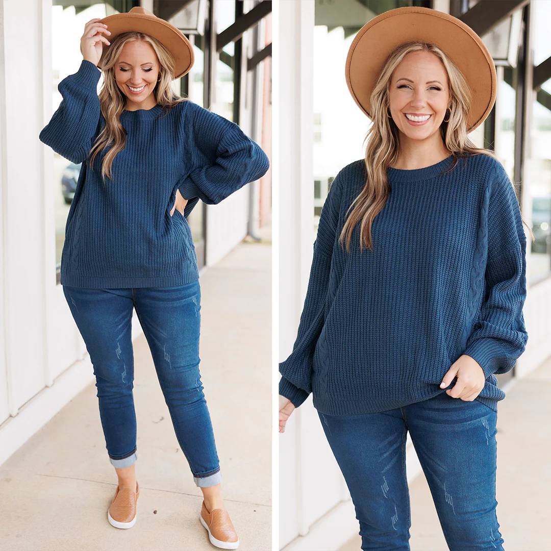 There She Goes Sweater, Dark Teal - Giverhouse