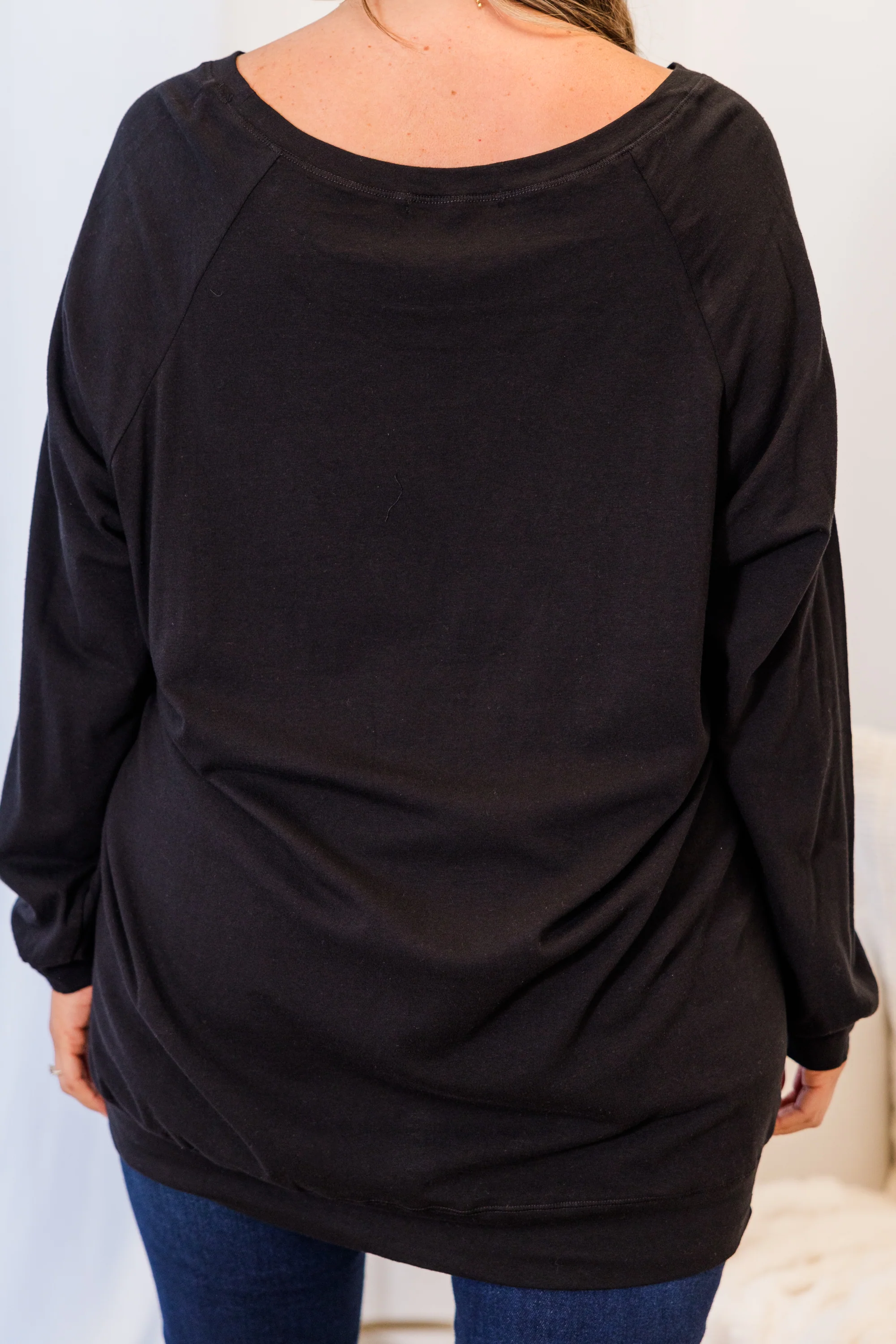 Slouchy Dolman Tunic Long Sleeve, Black - Giverhouse