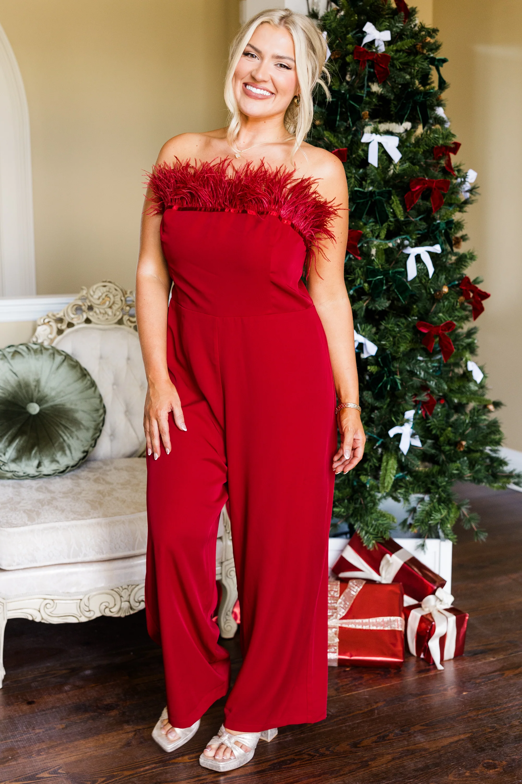 What A Charmer Jumpsuit, Red - Giverhouse