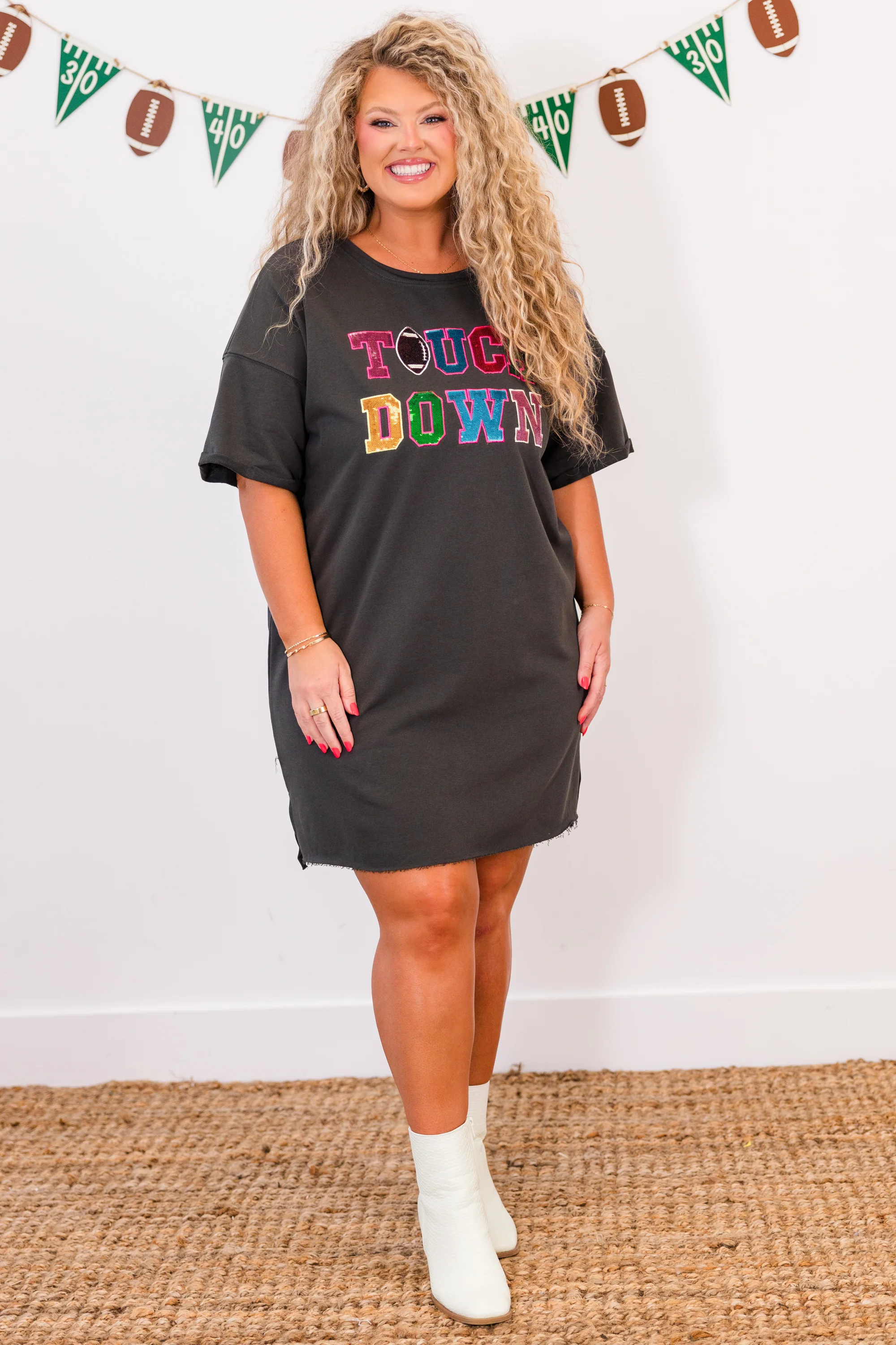 Touchdown Cheers Dress, Charcoal - Giverhouse