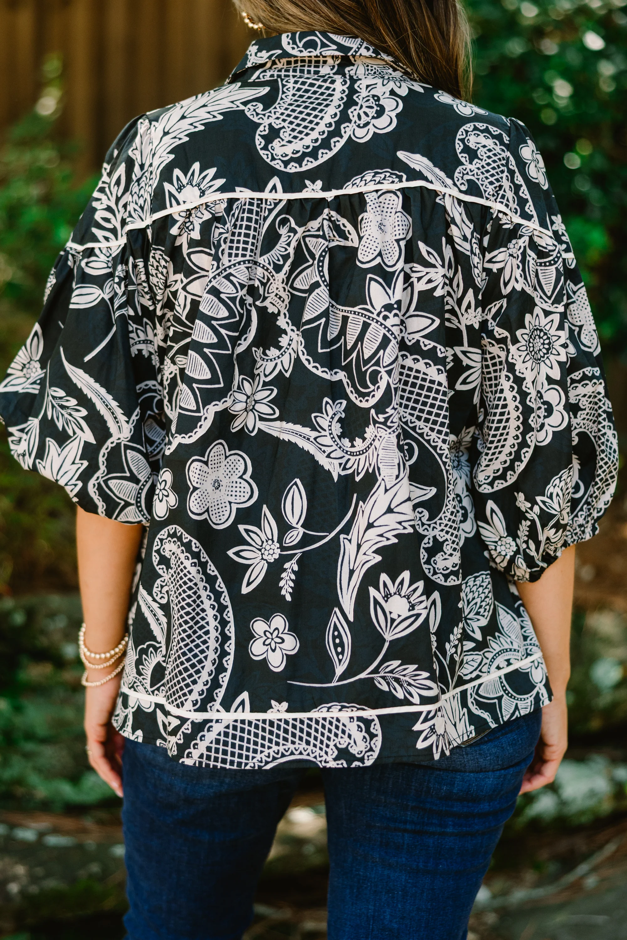 Love Is All Around Blouse, Black Paisley - Giverhouse