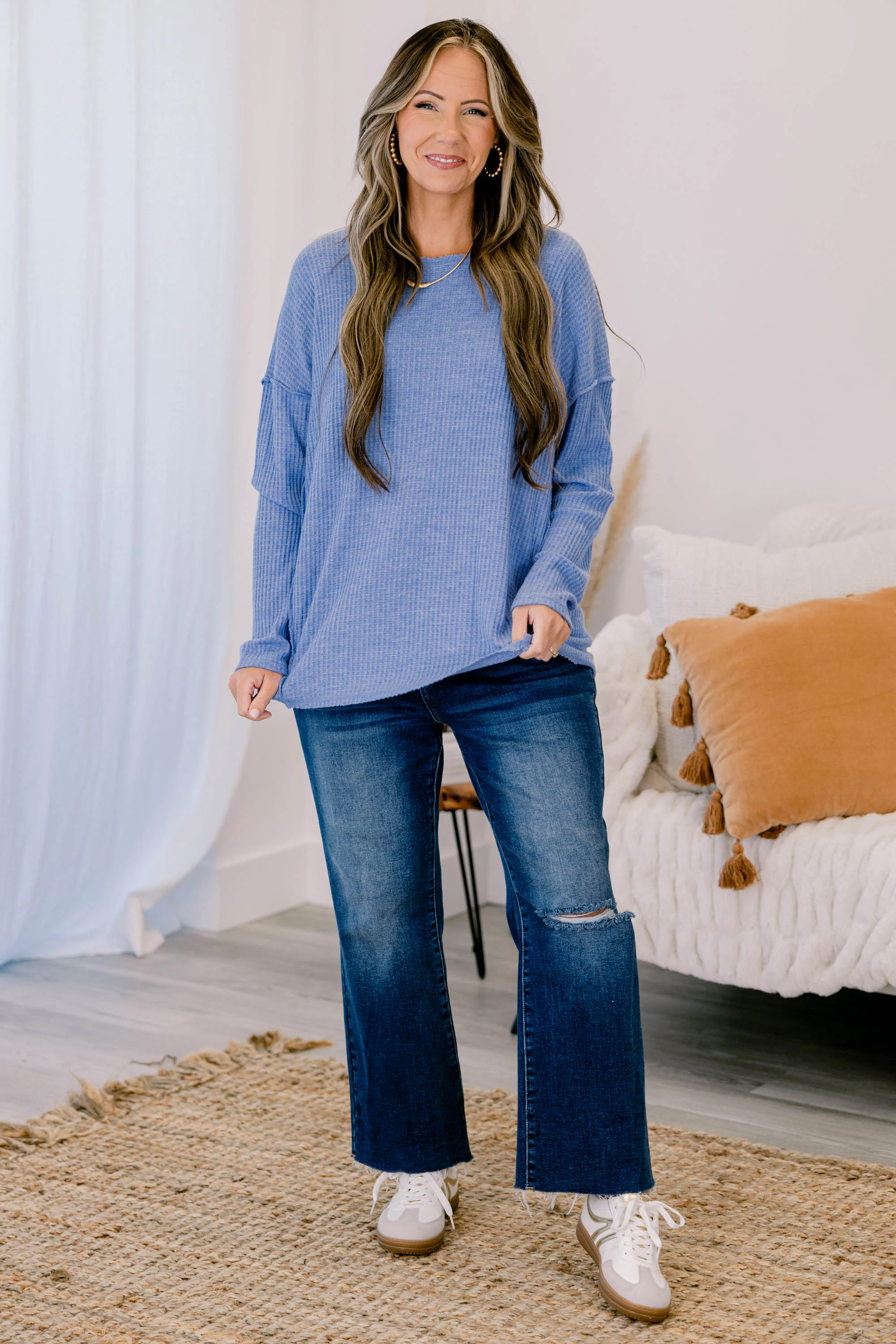 Can't Stop Love Top, Denim Blue - Giverhouse