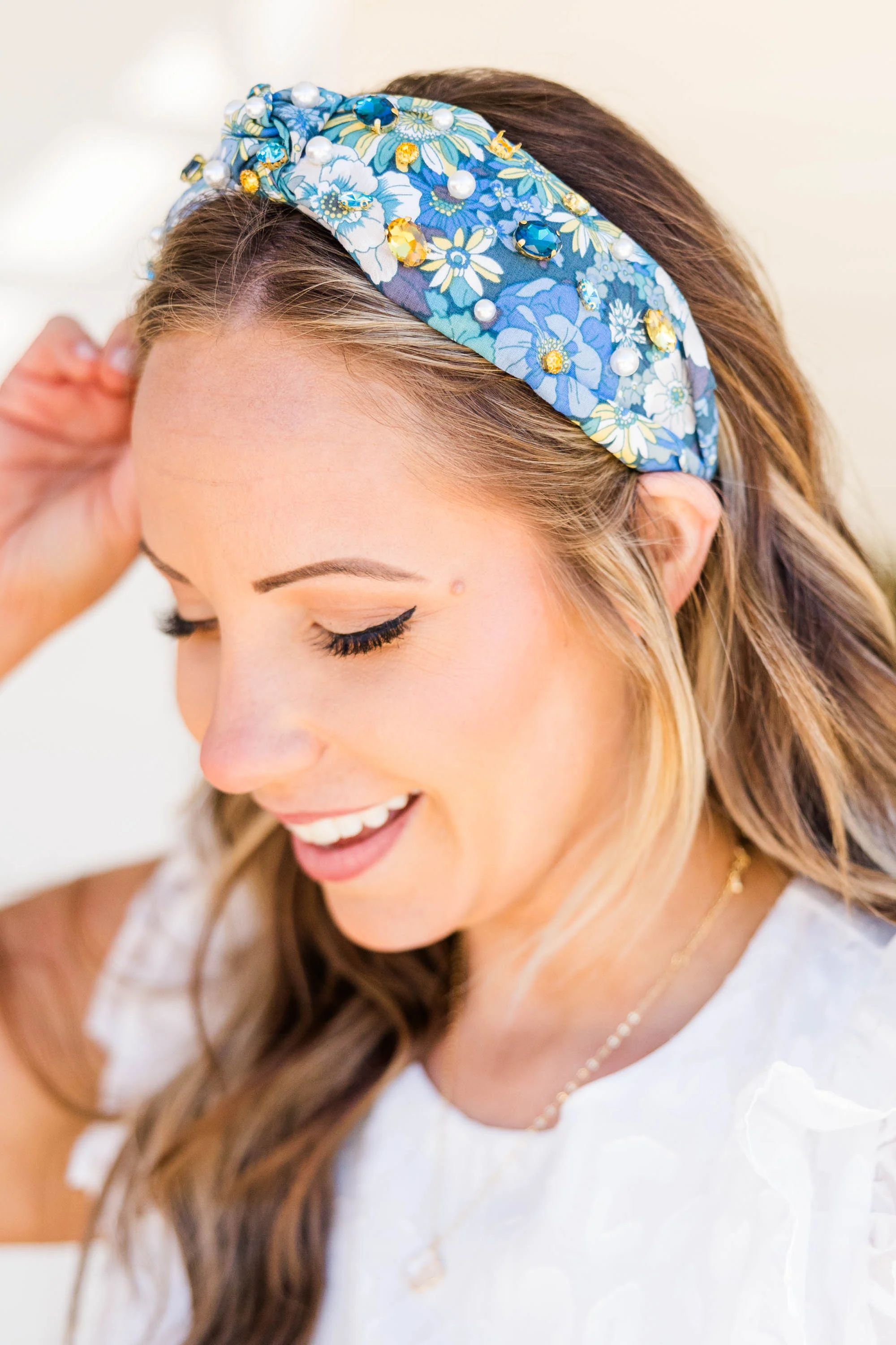 Sand, Palm, And Beach Headband, Blue-Gold - Giverhouse