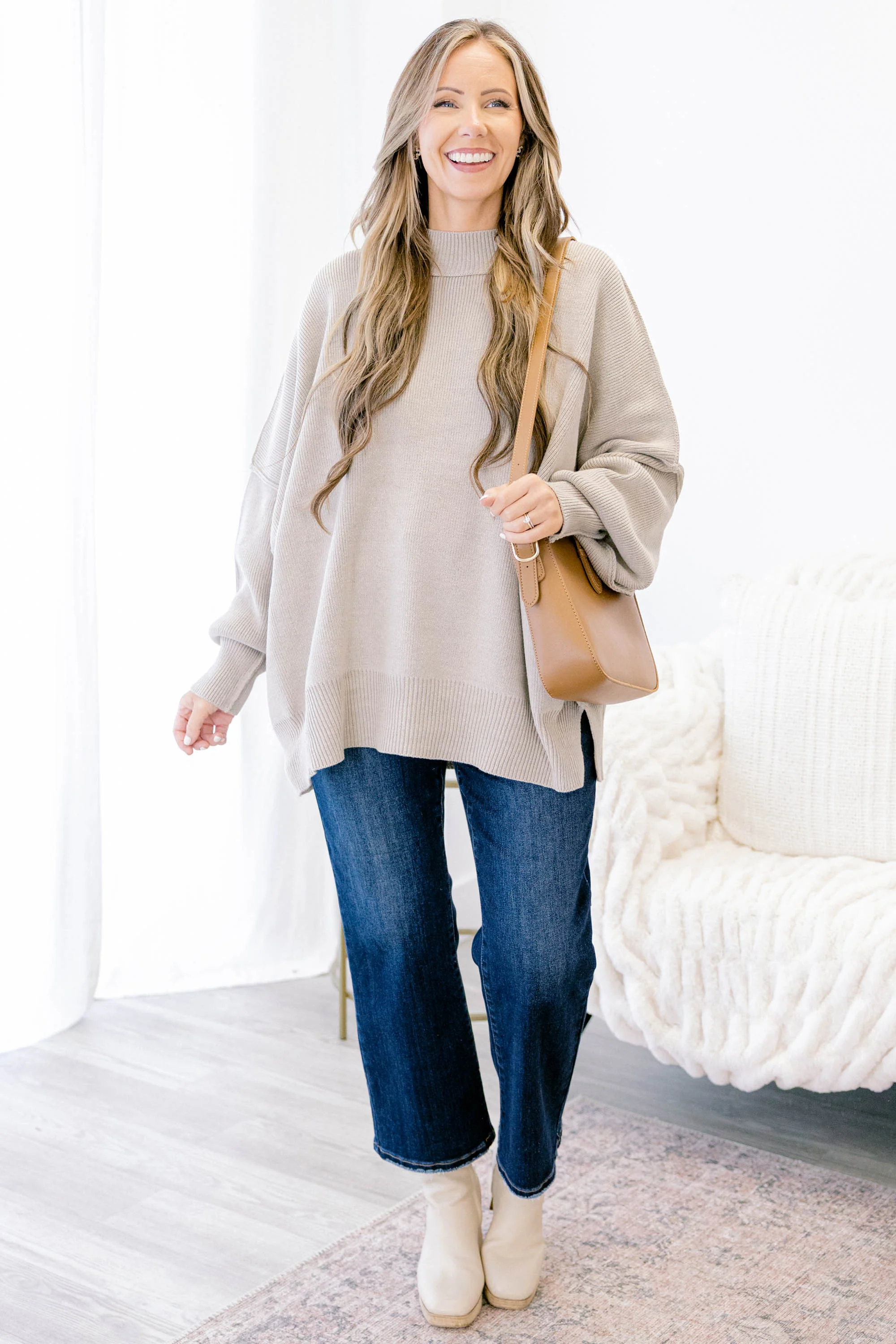 Perfectly Cozy Sweater, Heather Mocha - Giverhouse