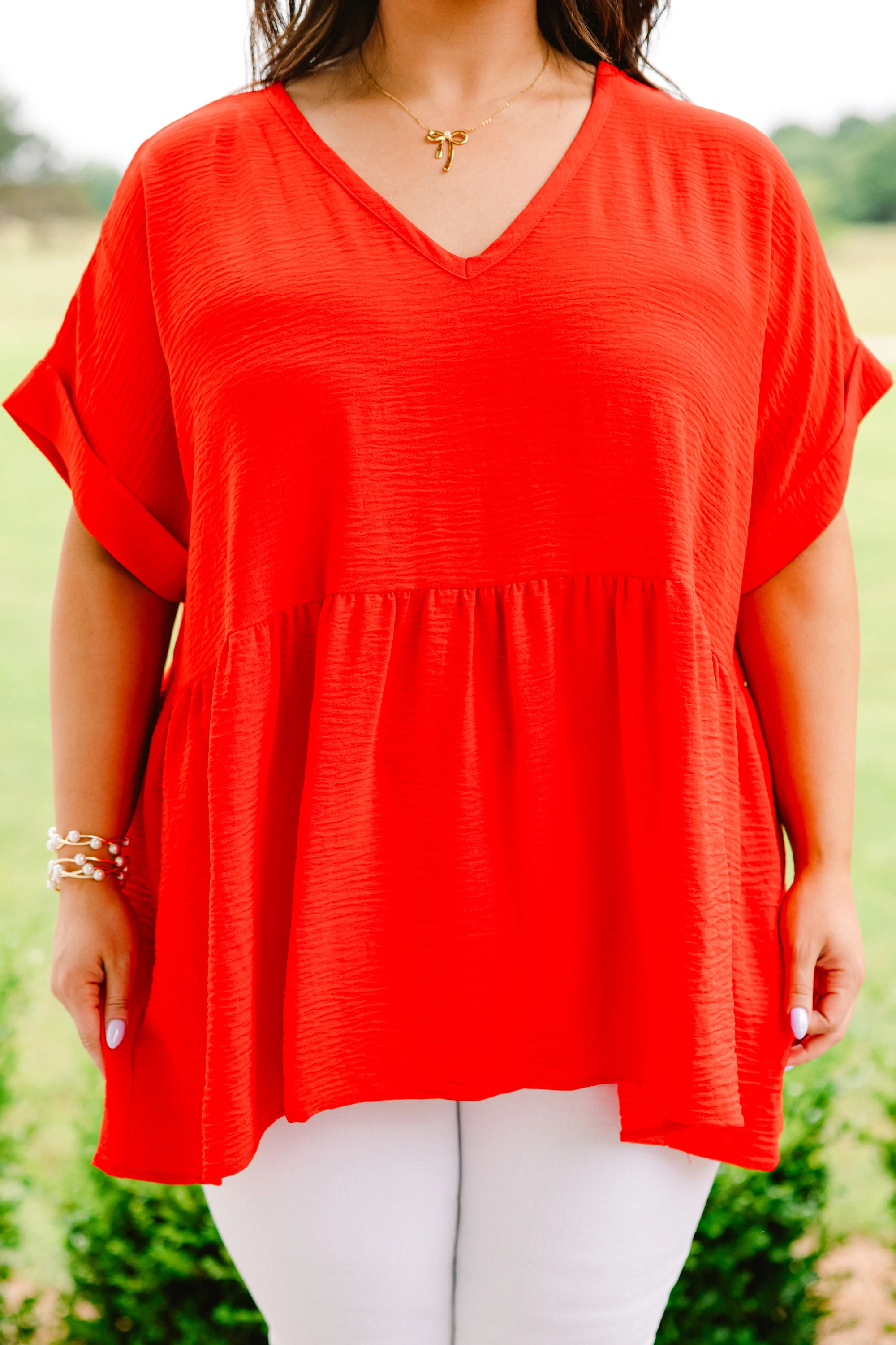 Wide Eyed Gaze Top, Tomato - Giverhouse