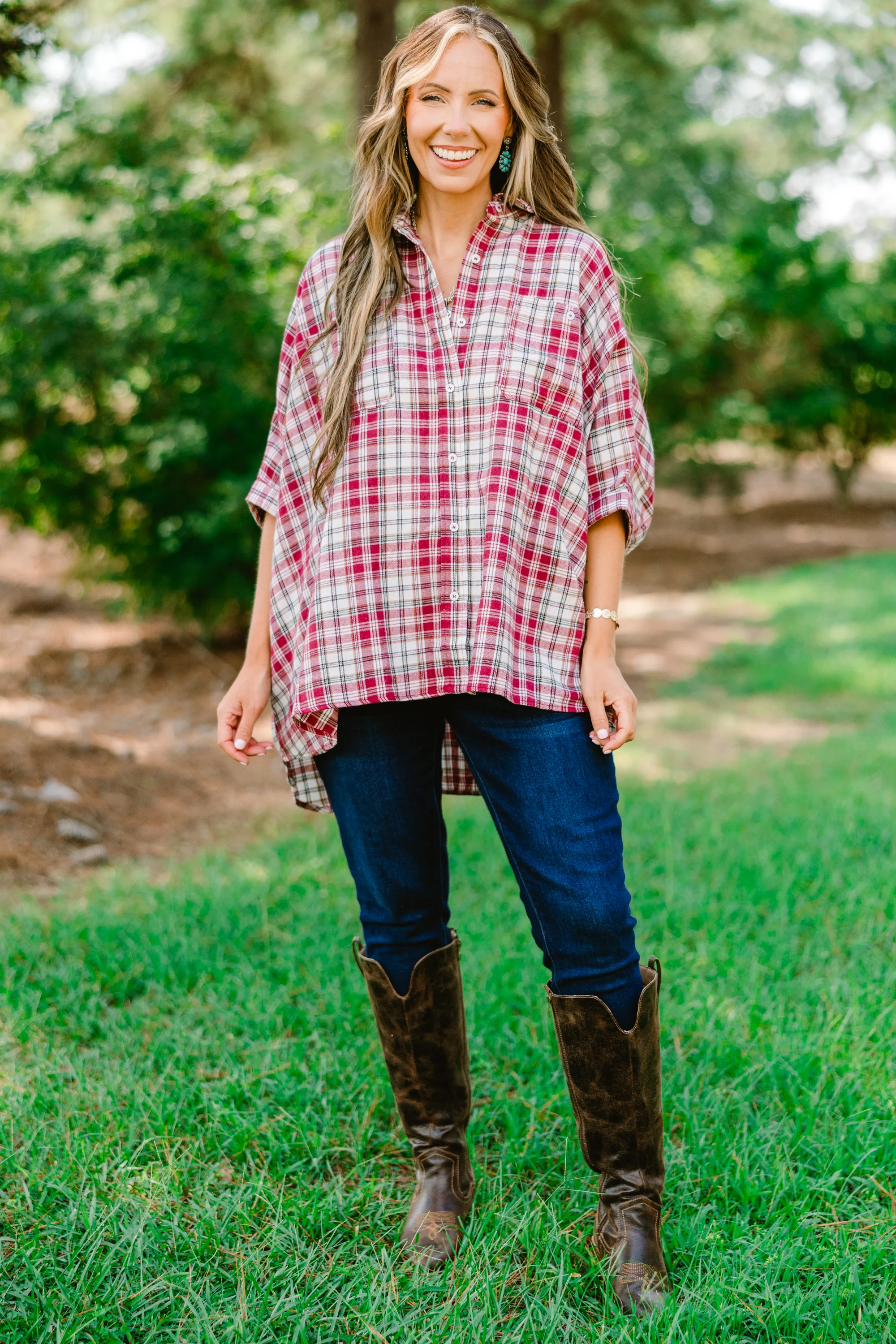 Heart Eyes Shacket, Burgundy - Giverhouse