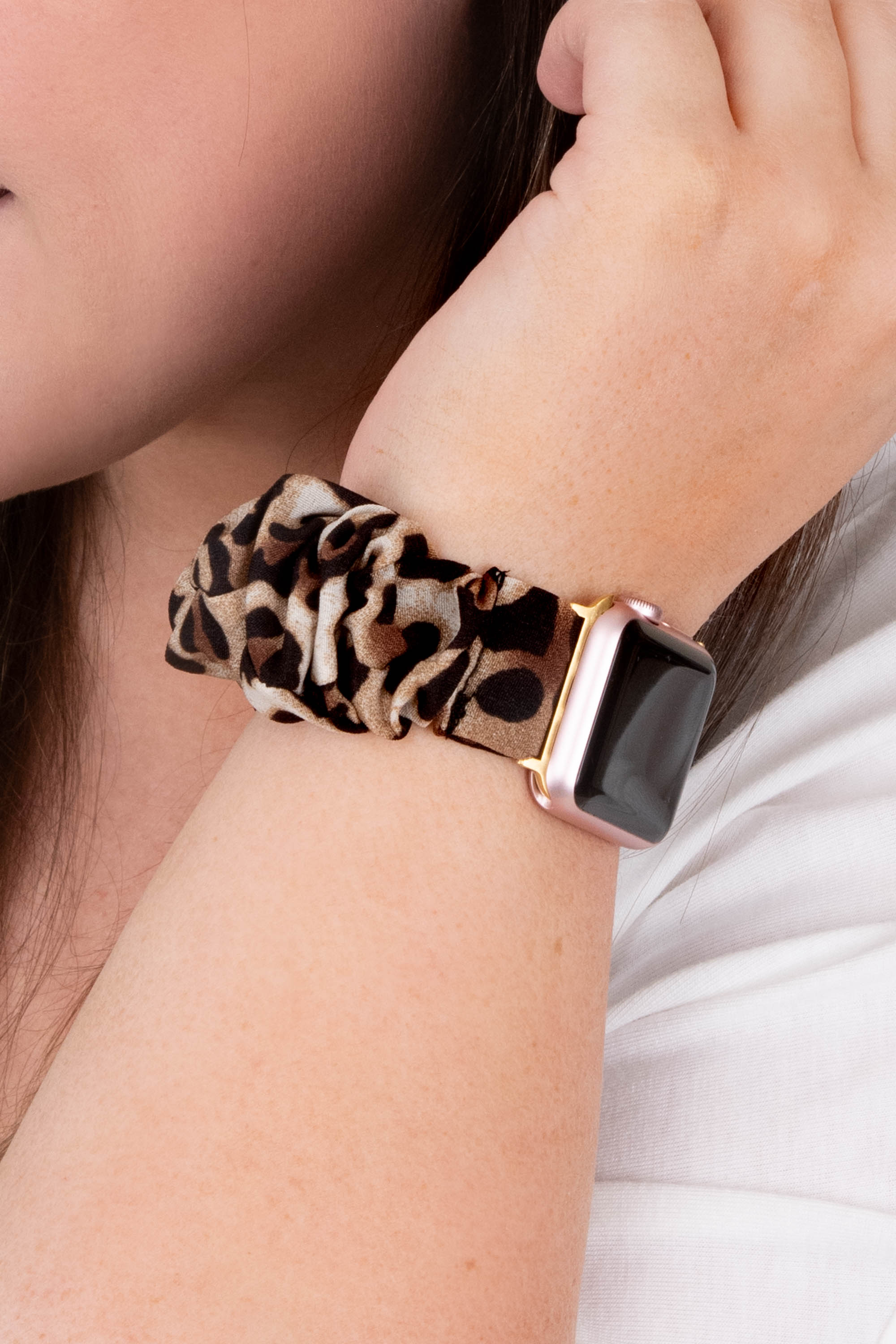 Time To Go Scrunchband, Beige Leopard - Giverhouse